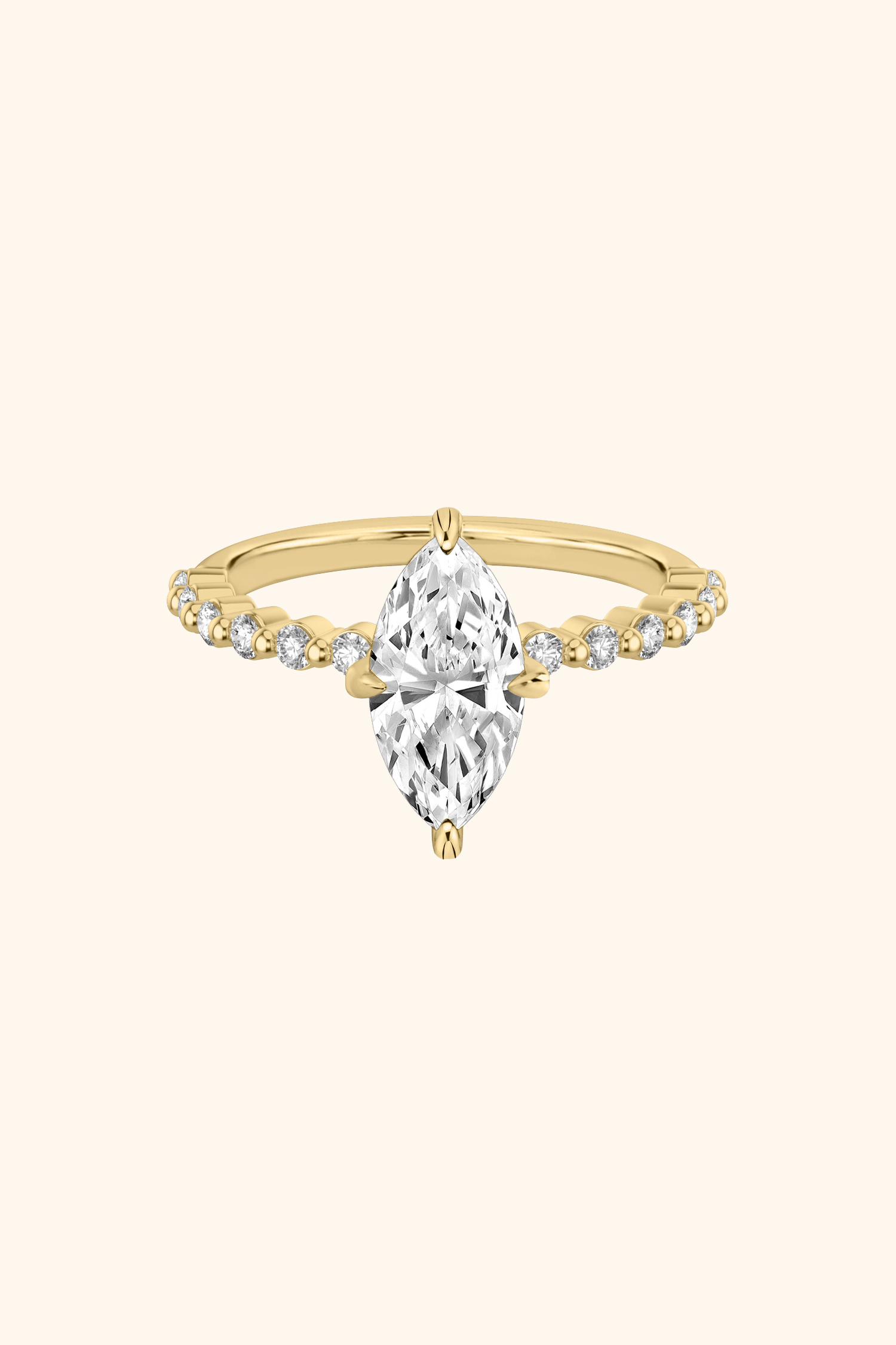 Alya Marquise Solitaire Pavé Ring