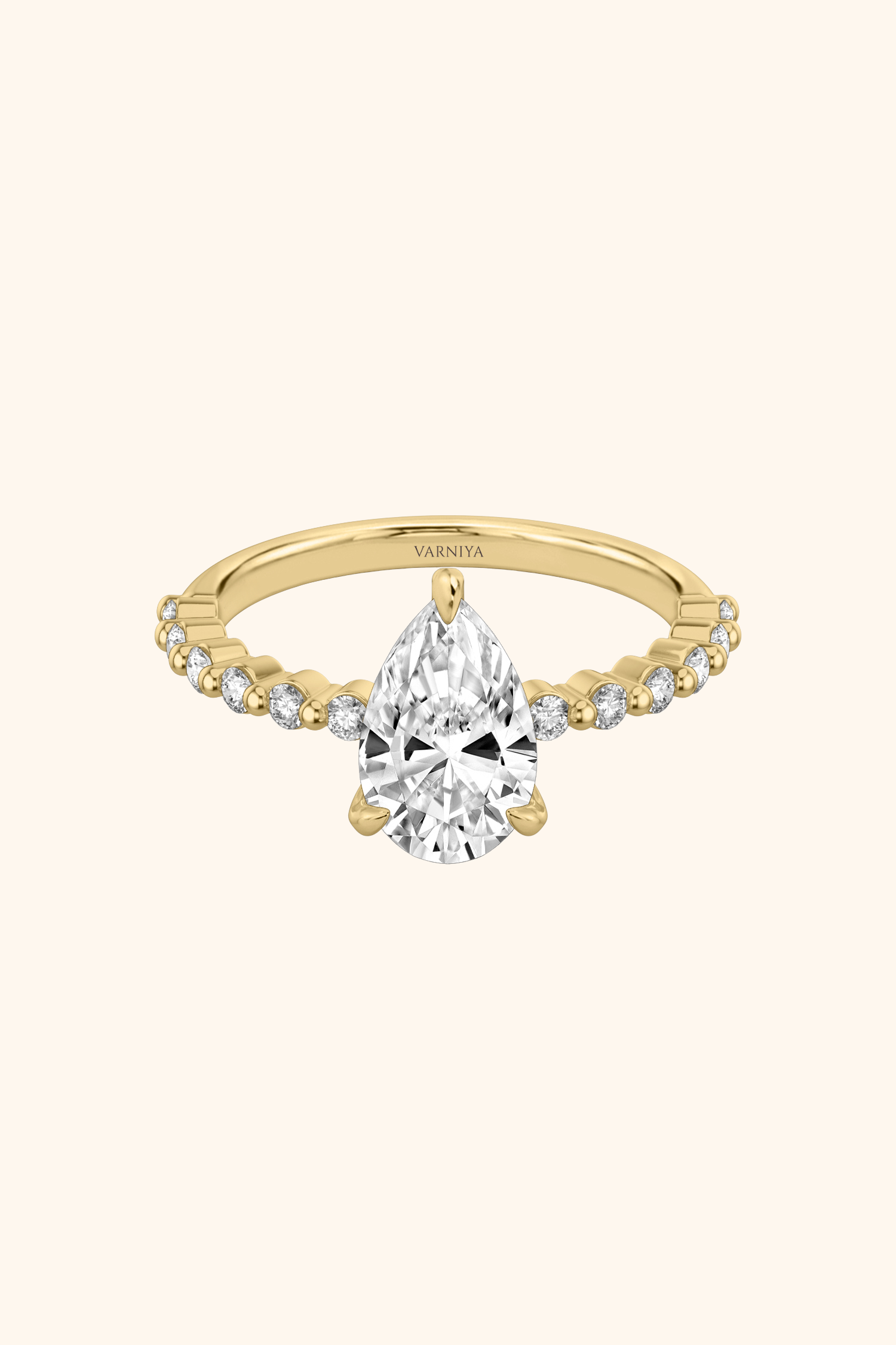 Alya Pear Solitaire Pavé Ring