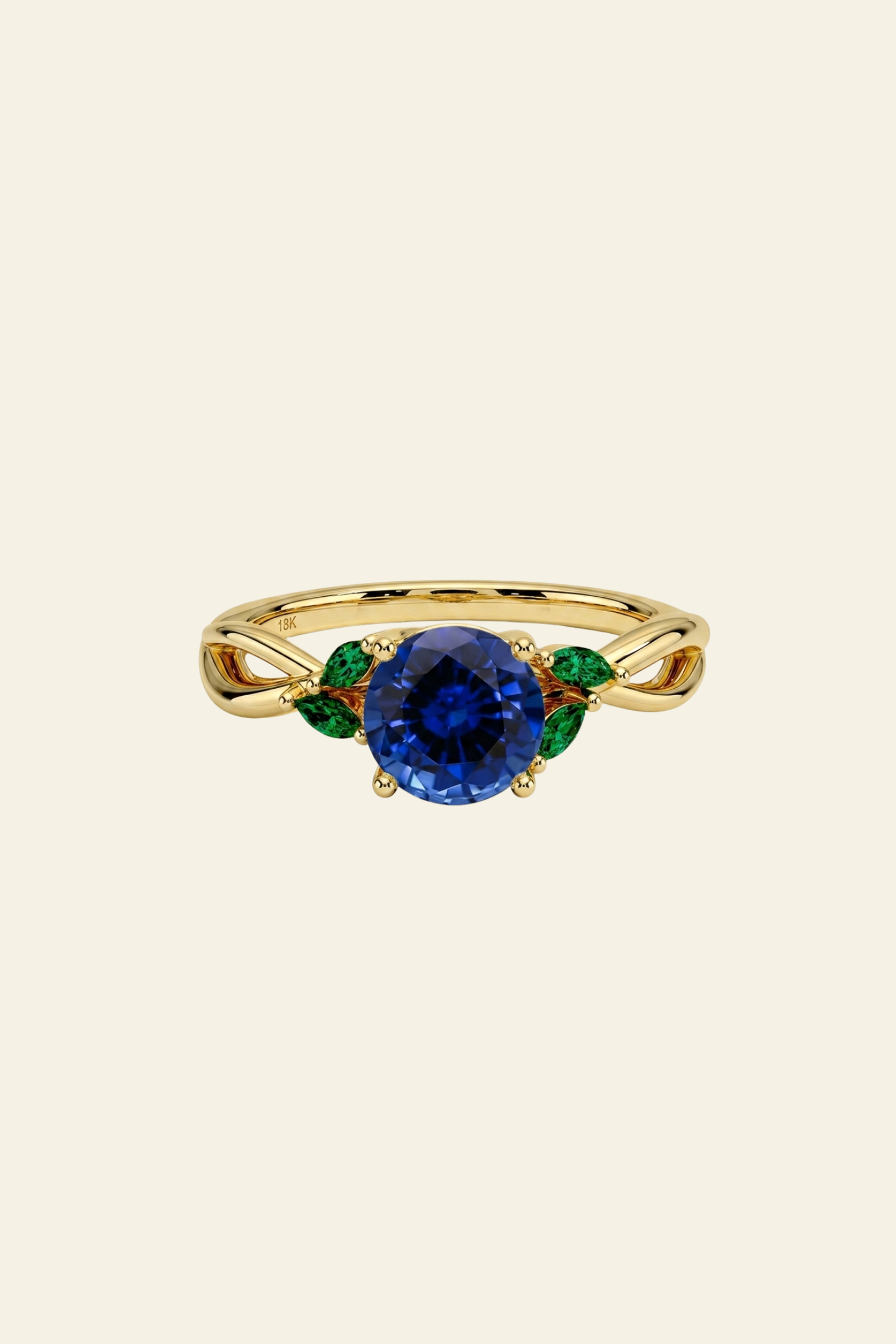 Amara Sapphire Blue Round Solitaire Ring