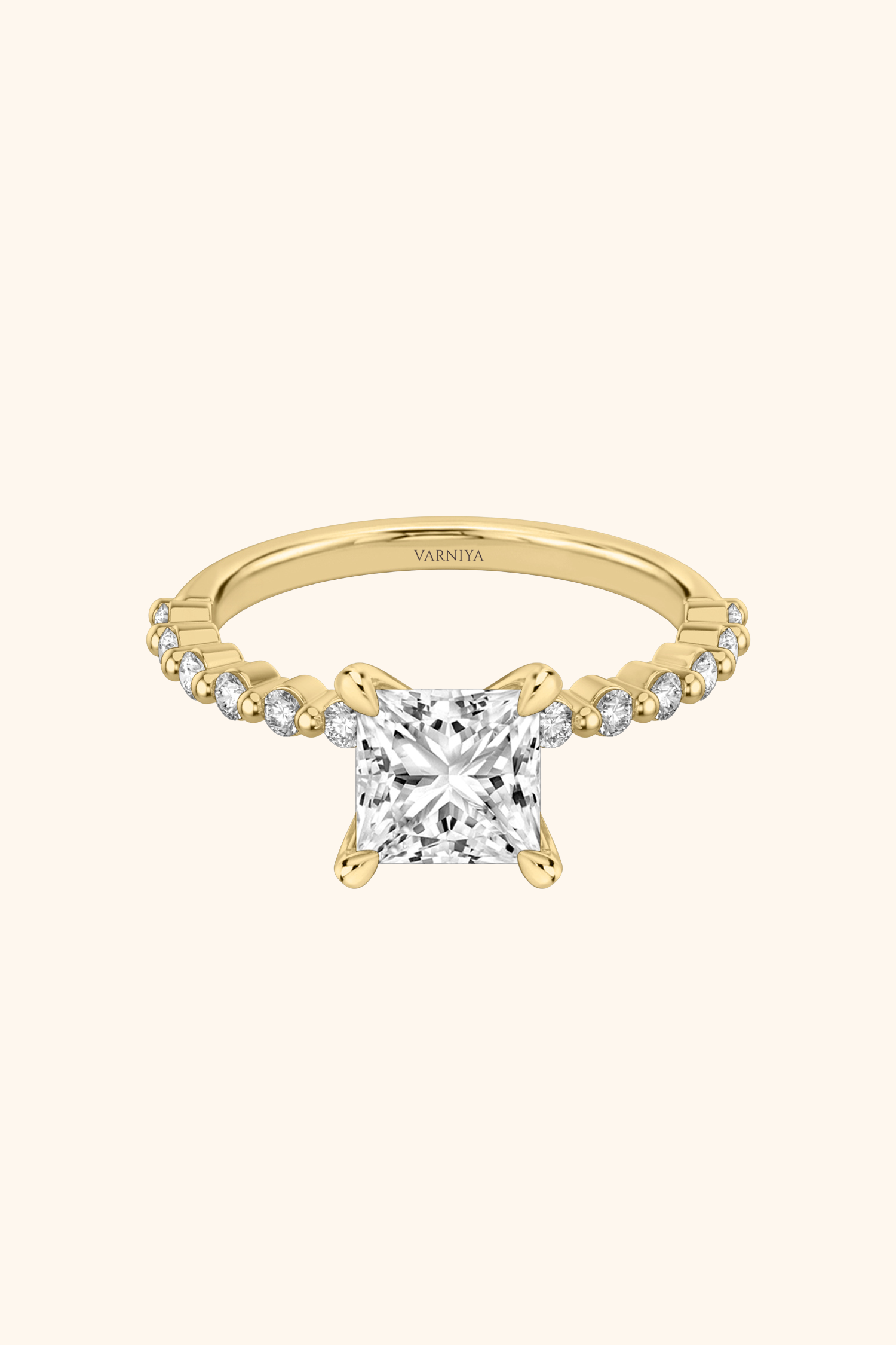 Alya Princess Solitaire Pavé Ring