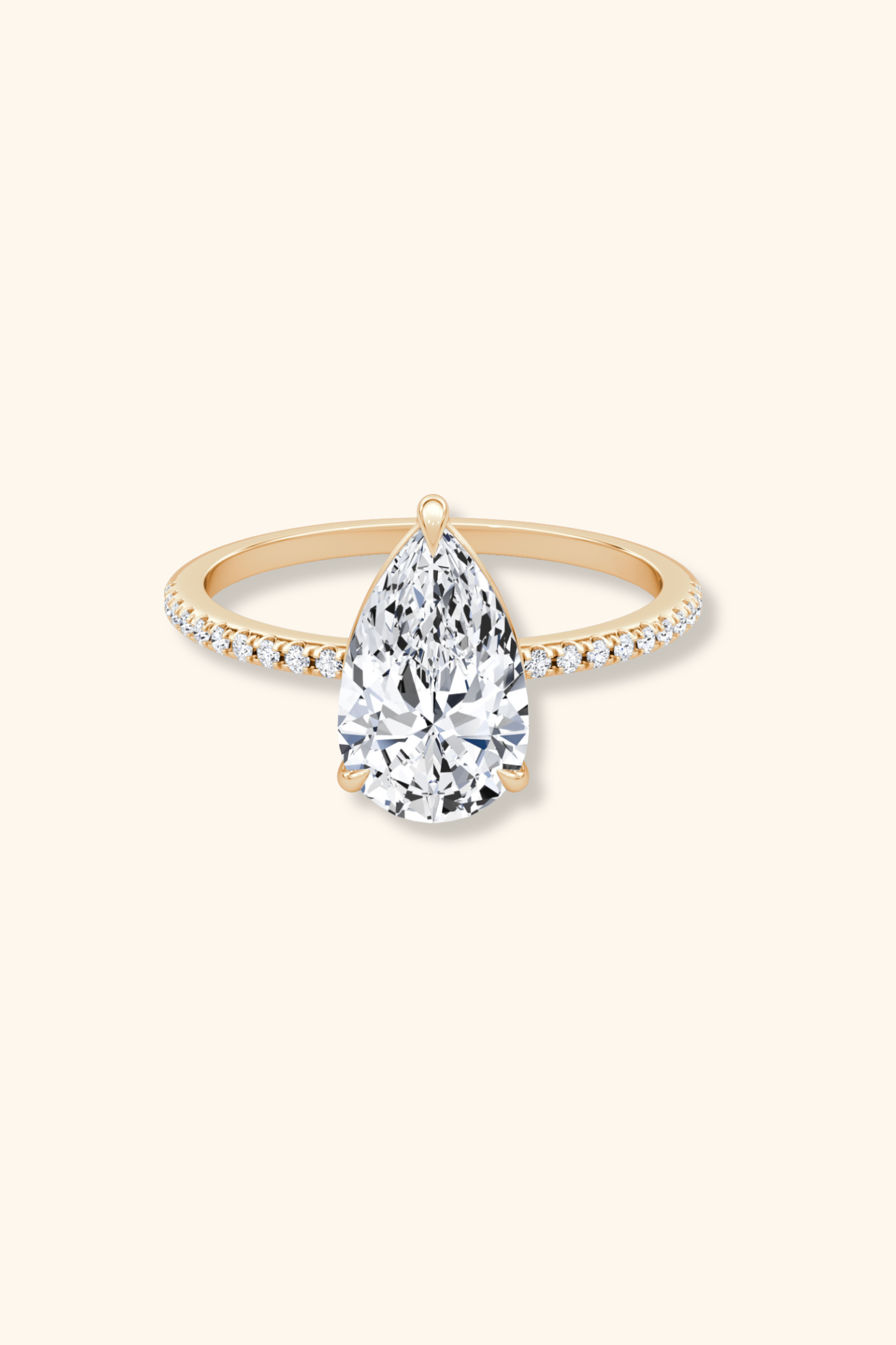 4 Prong Timeless Grace Pavé Ring with Pear Solitaire