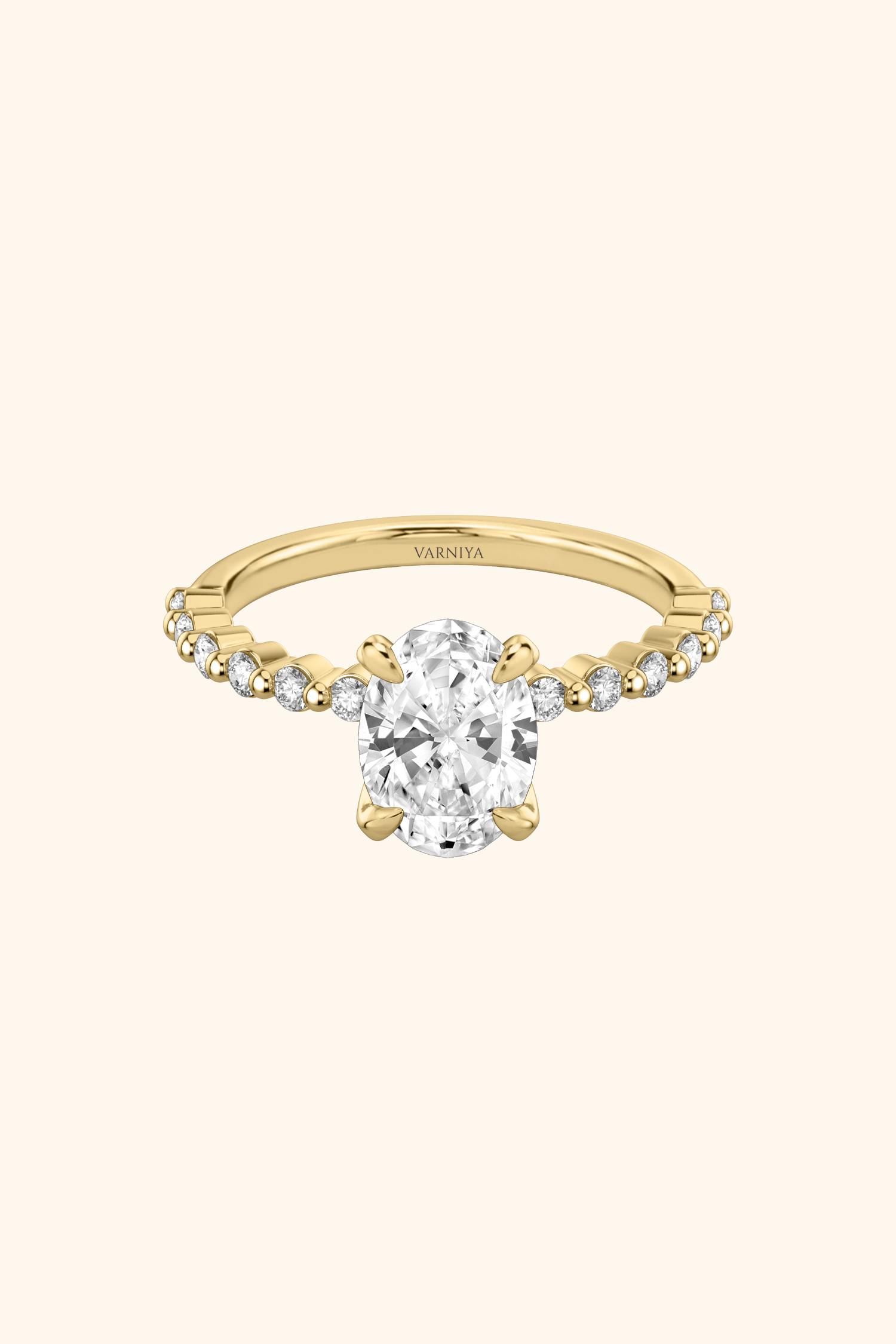 Alya Oval Solitaire Pavé Ring