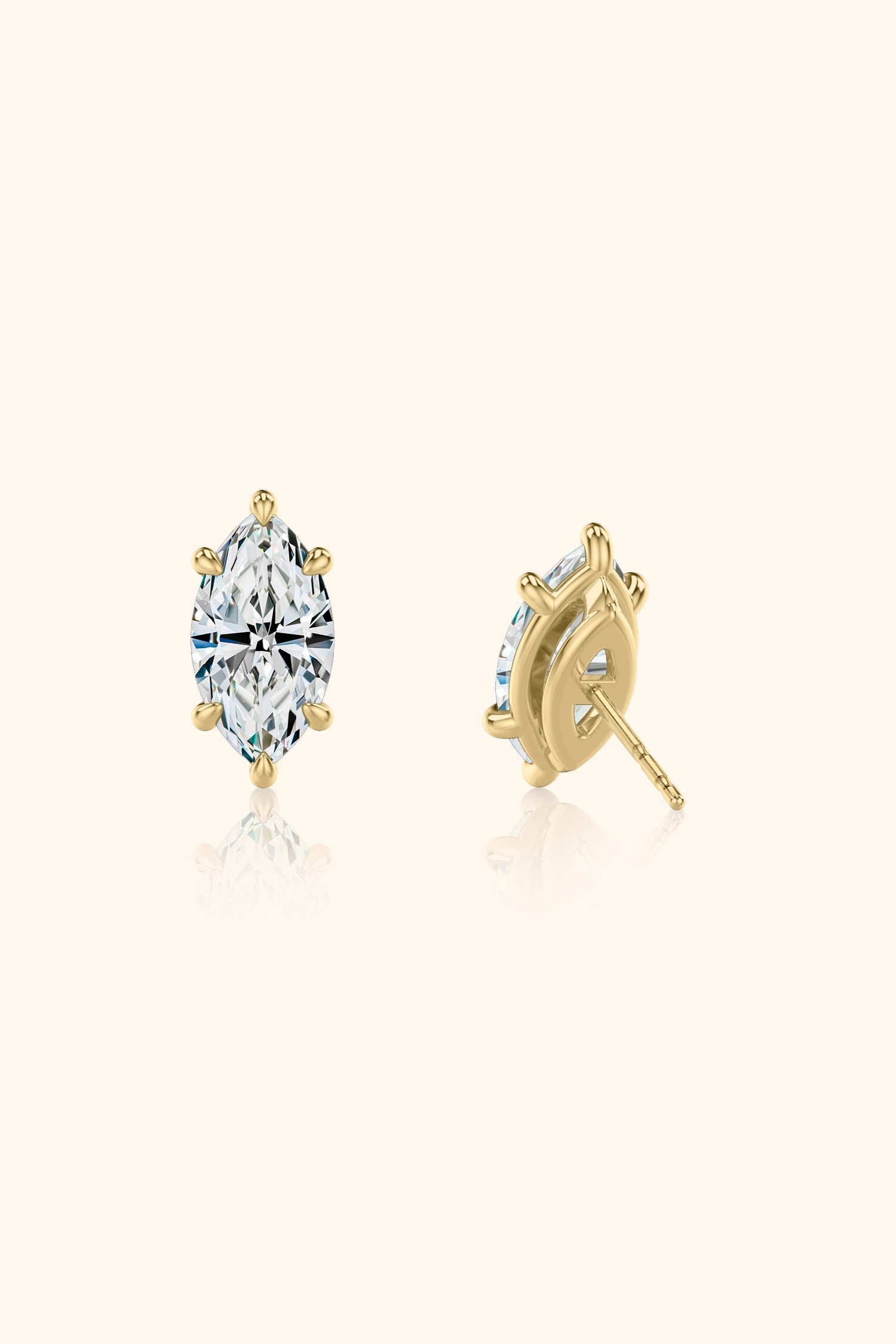 Classic Diamond Studs with a Marquise Solitaire