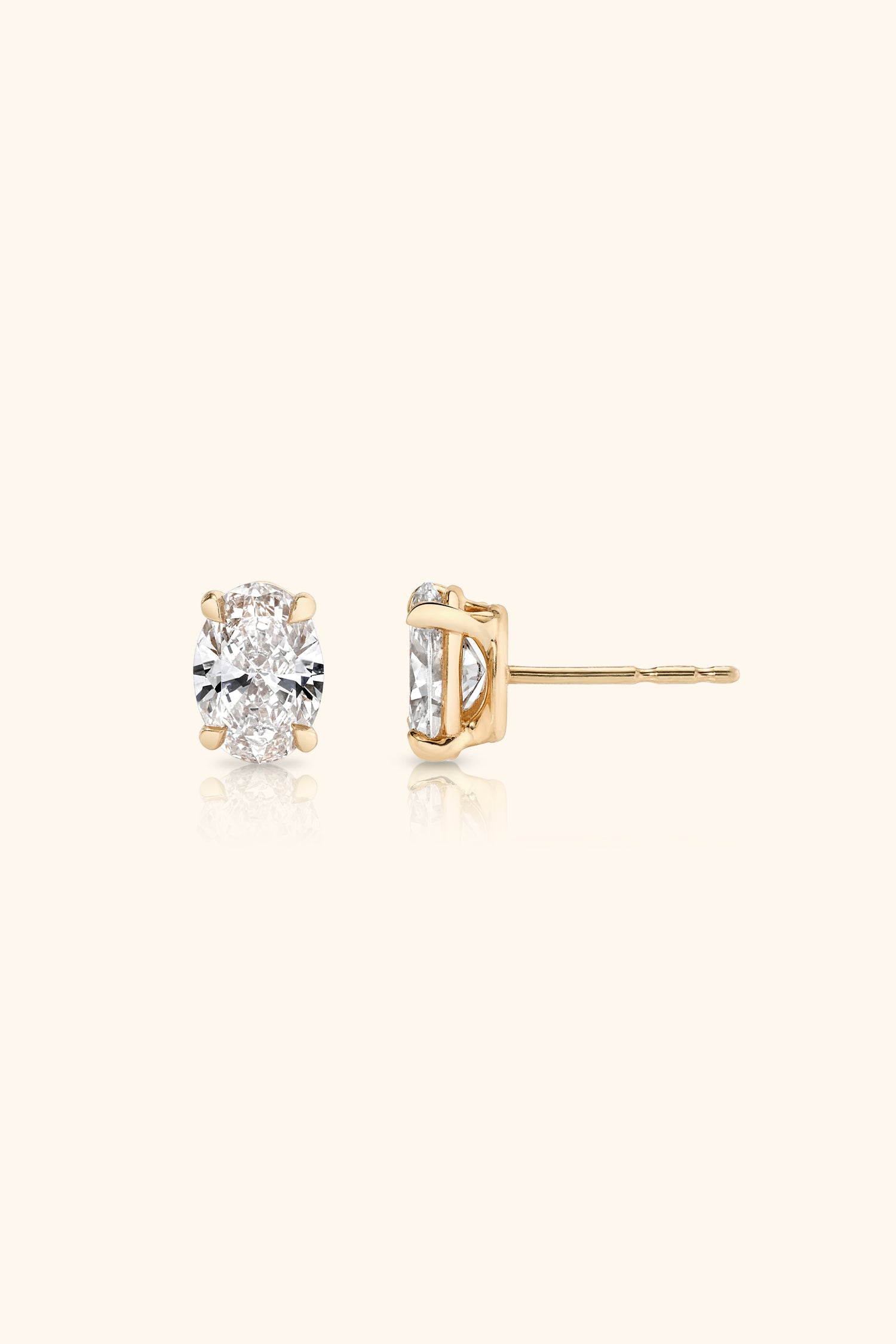 Classic Diamond Studs with an Oval Solitaire