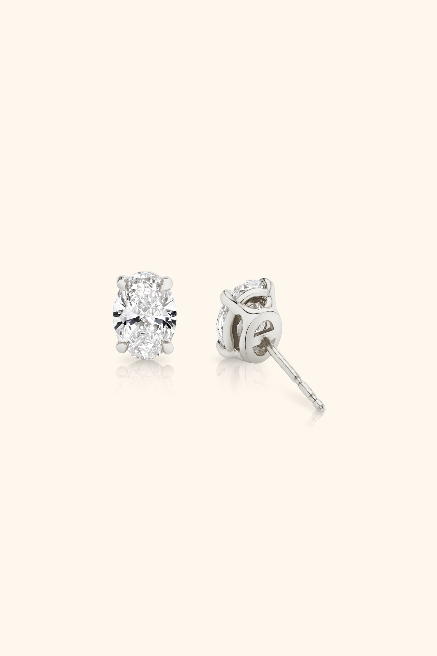 Classic Diamond Studs set with an Oval Solitaire