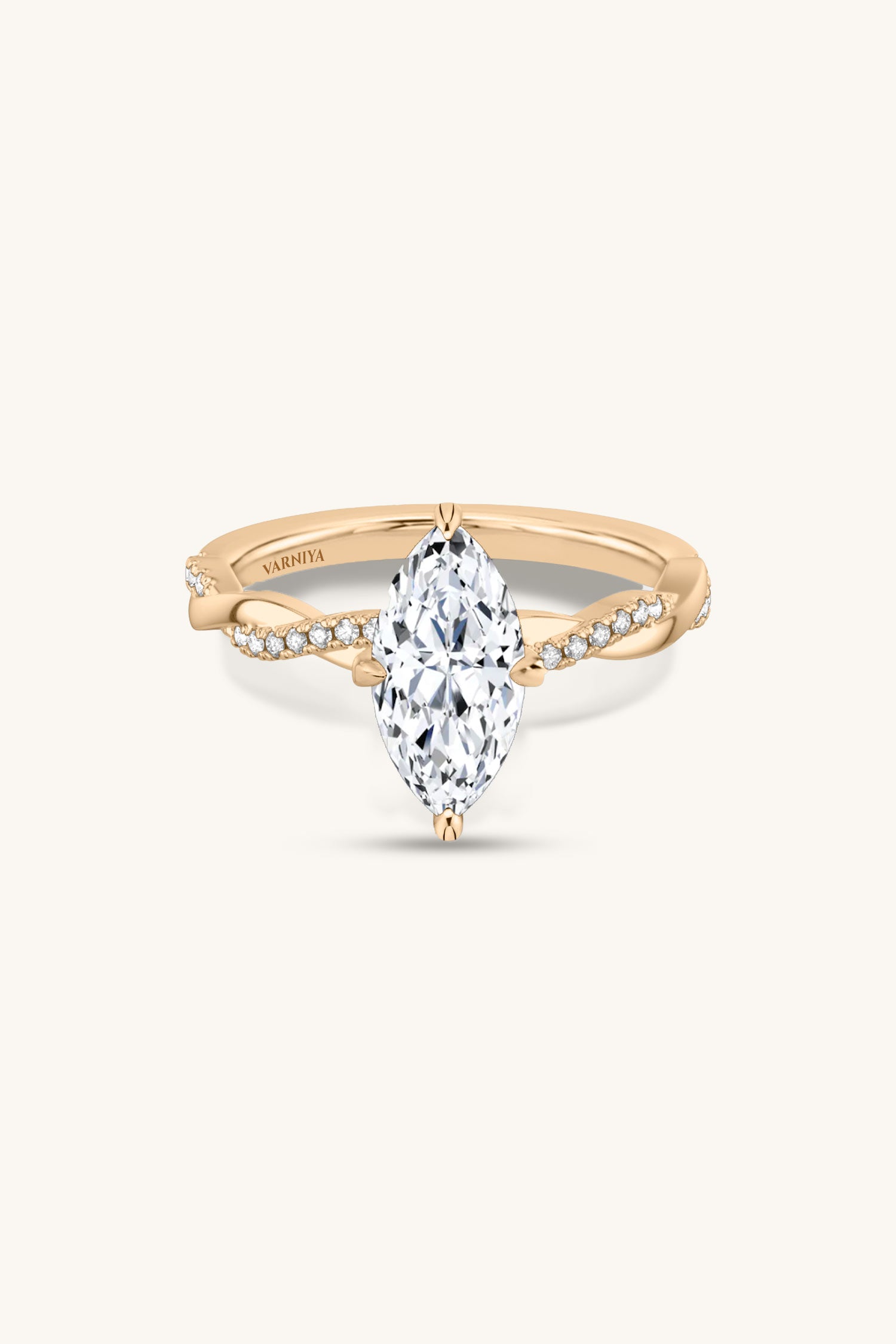 Helena Marquise Solitaire Pavé Ring