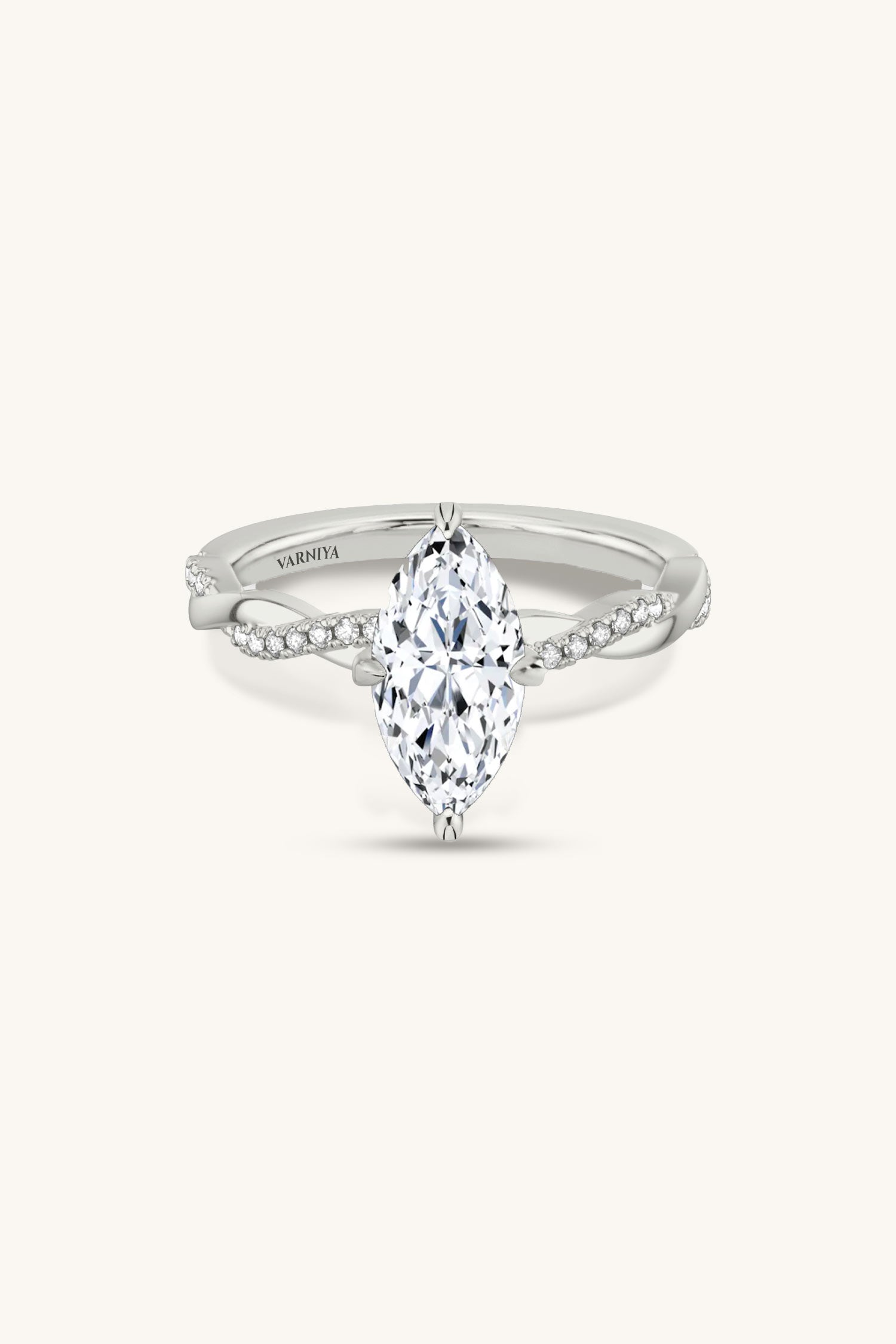 Helena Marquise Solitaire Pavé Ring