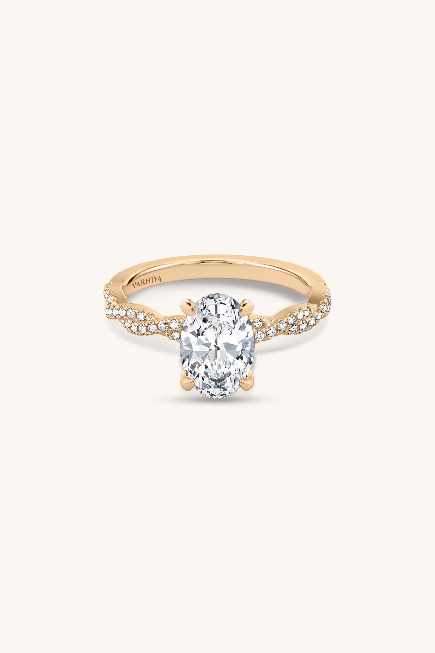 Helena Oval Solitaire Double Pavé Ring