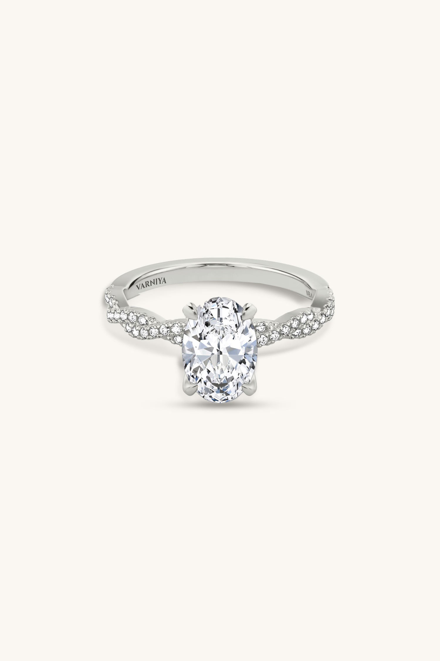 Helena Oval Solitaire Double Pavé Ring