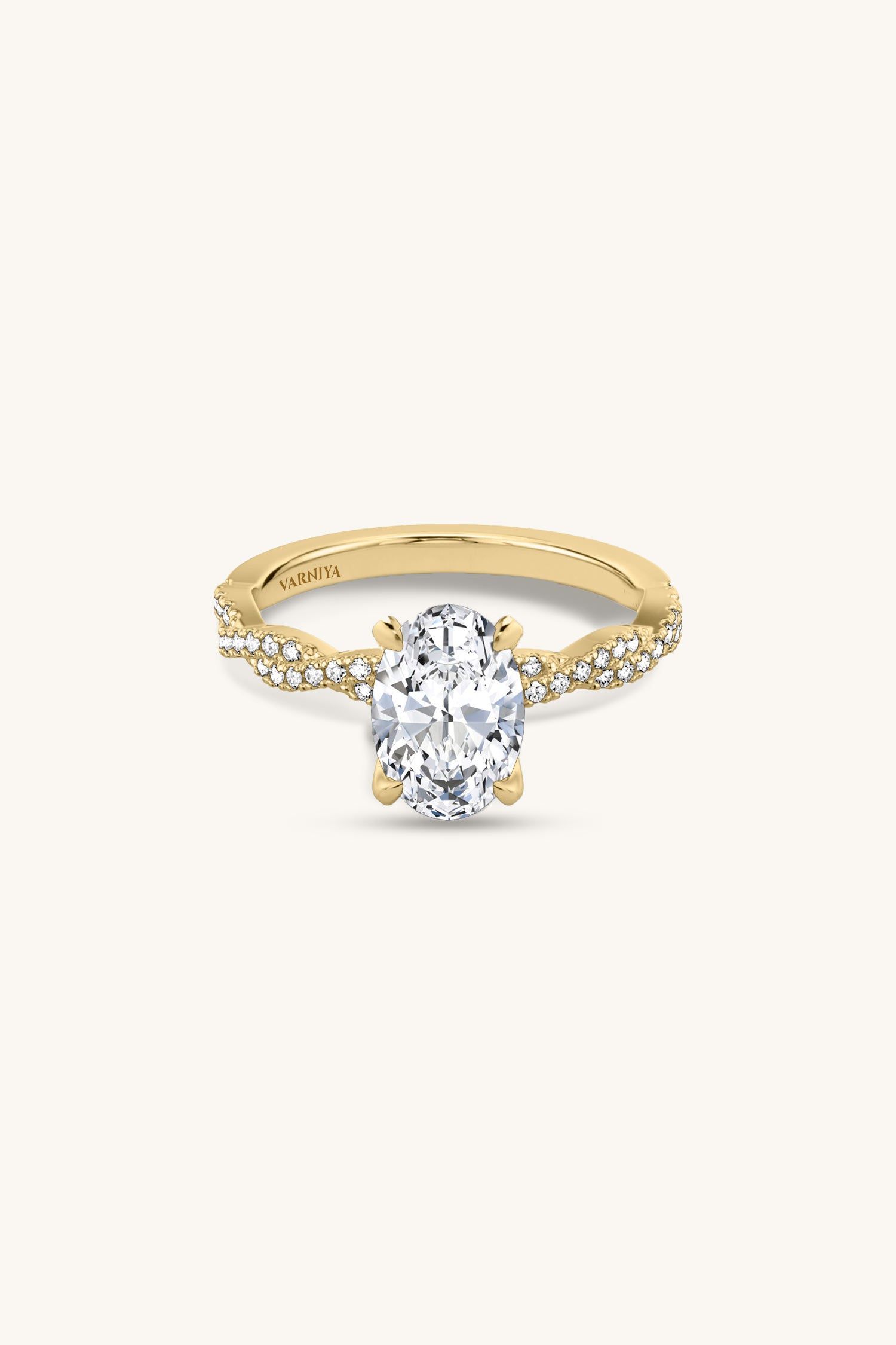 Helena Oval Solitaire Double Pavé Ring