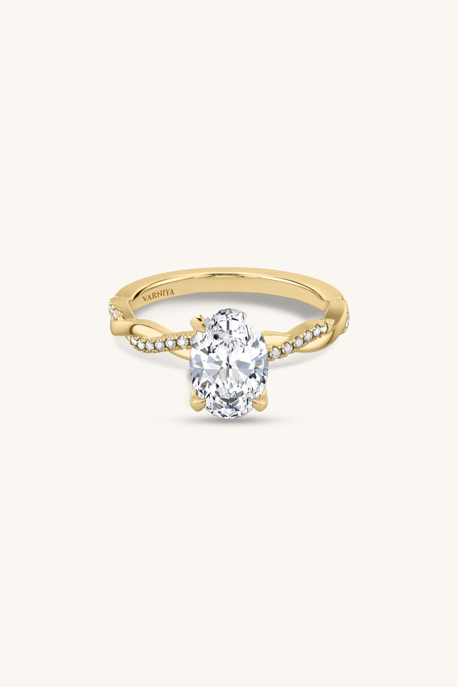 Helena Oval Solitaire Pavé Ring