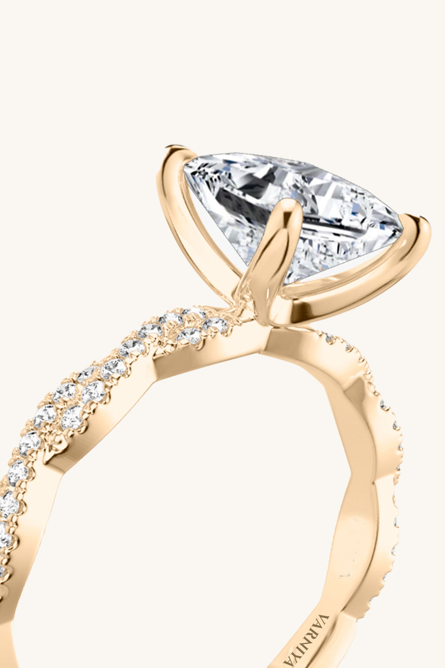 Helena Princess Solitaire Double Pavé Ring
