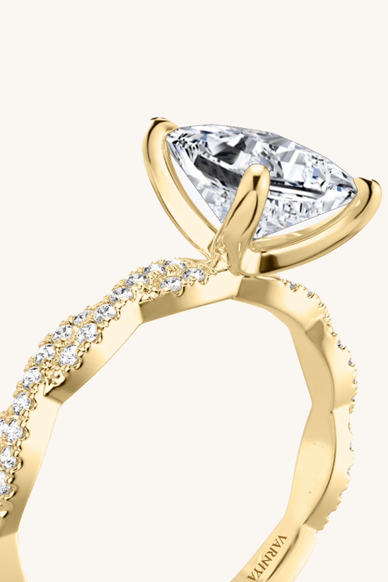 Helena Princess Solitaire Double Pavé Ring