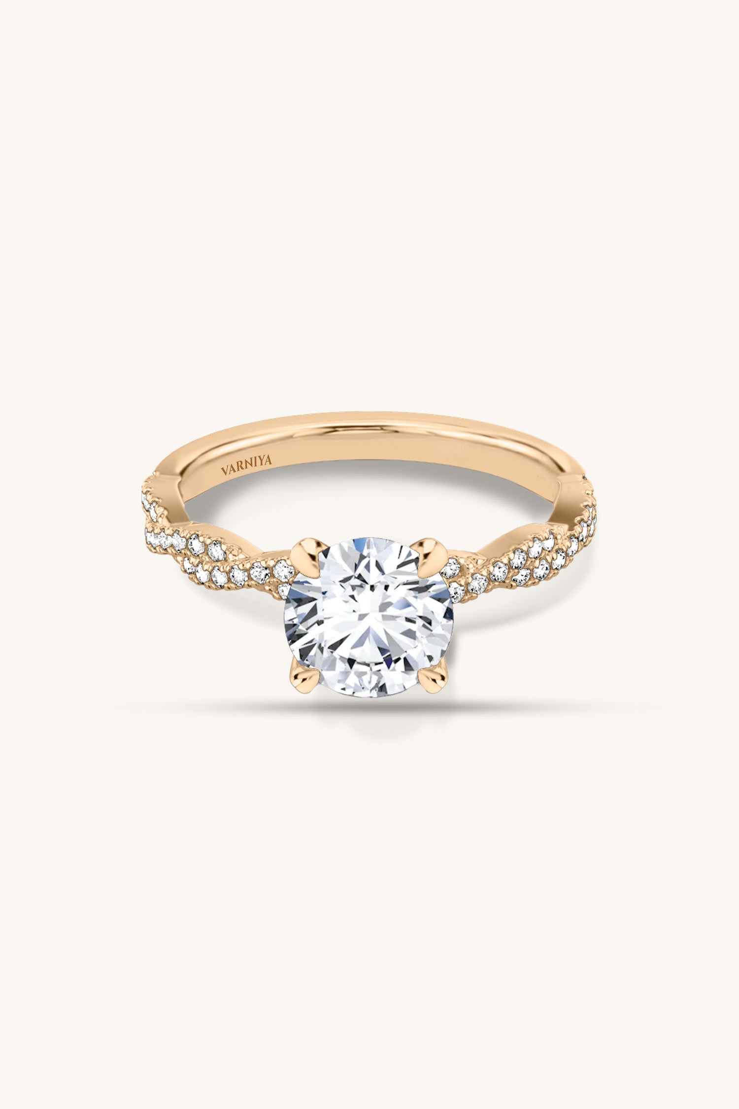 Helena Round Brilliant Solitaire Double Pavé Ring