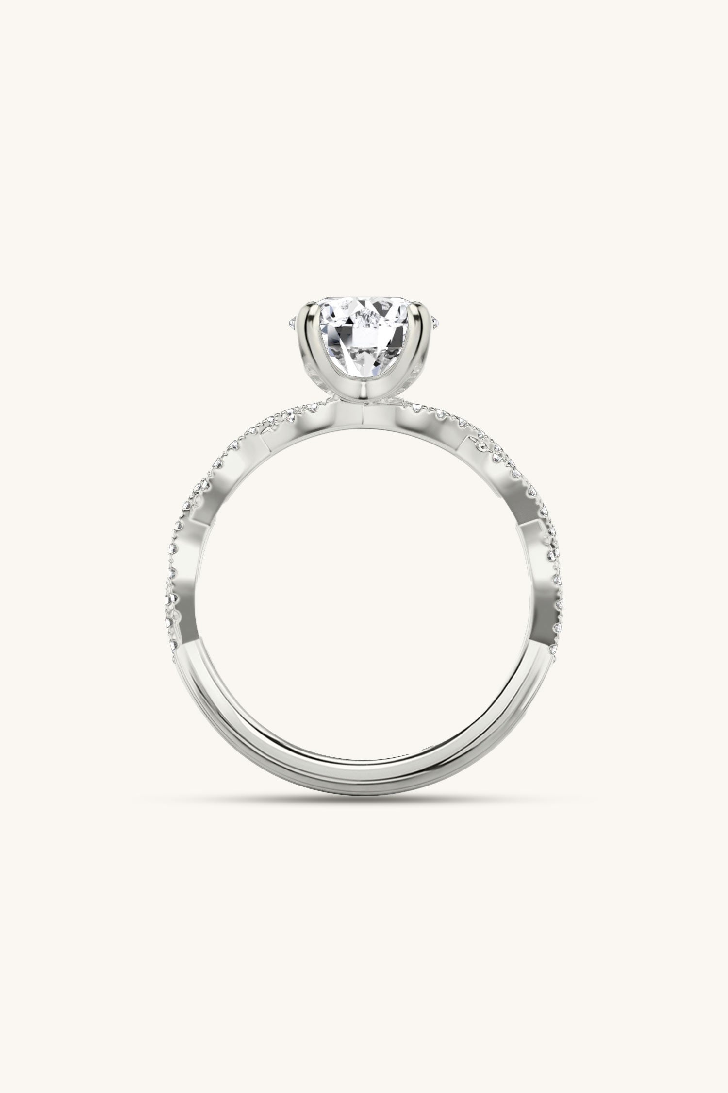 Helena Round Brilliant Solitaire Double Pavé Ring