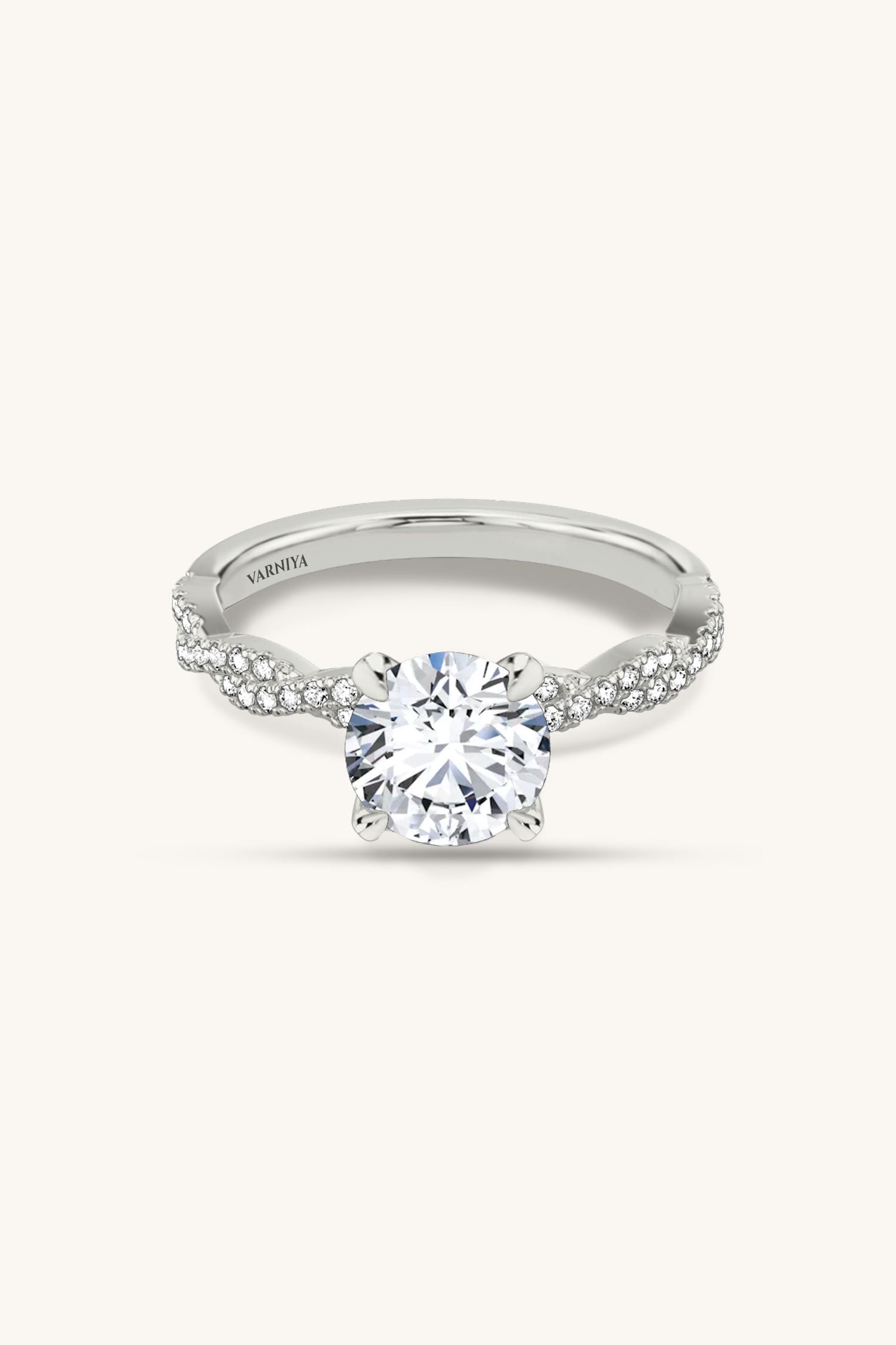 Helena Round Brilliant Solitaire Double Pavé Ring