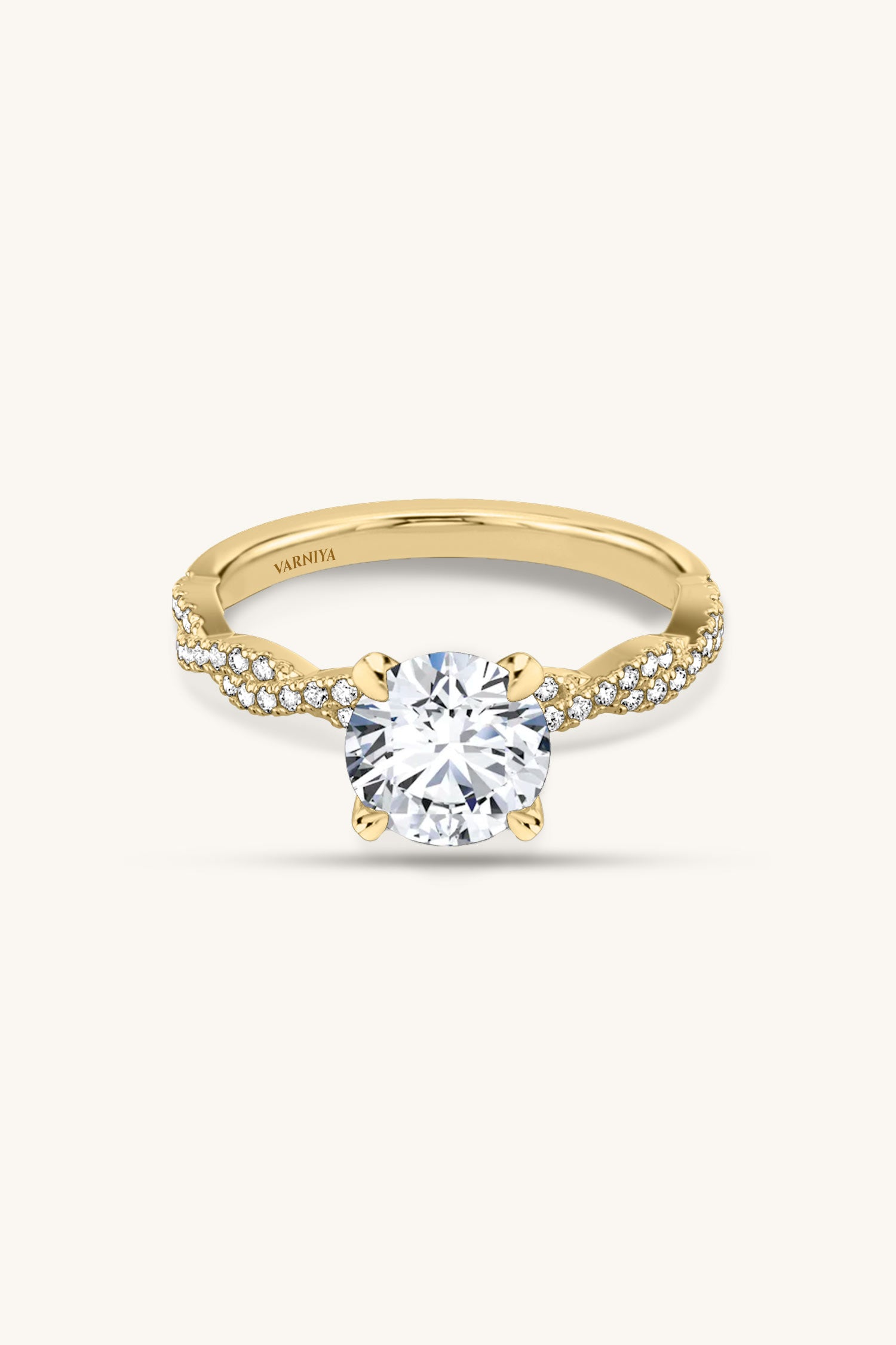 Helena Round Brilliant Solitaire Double Pavé Ring