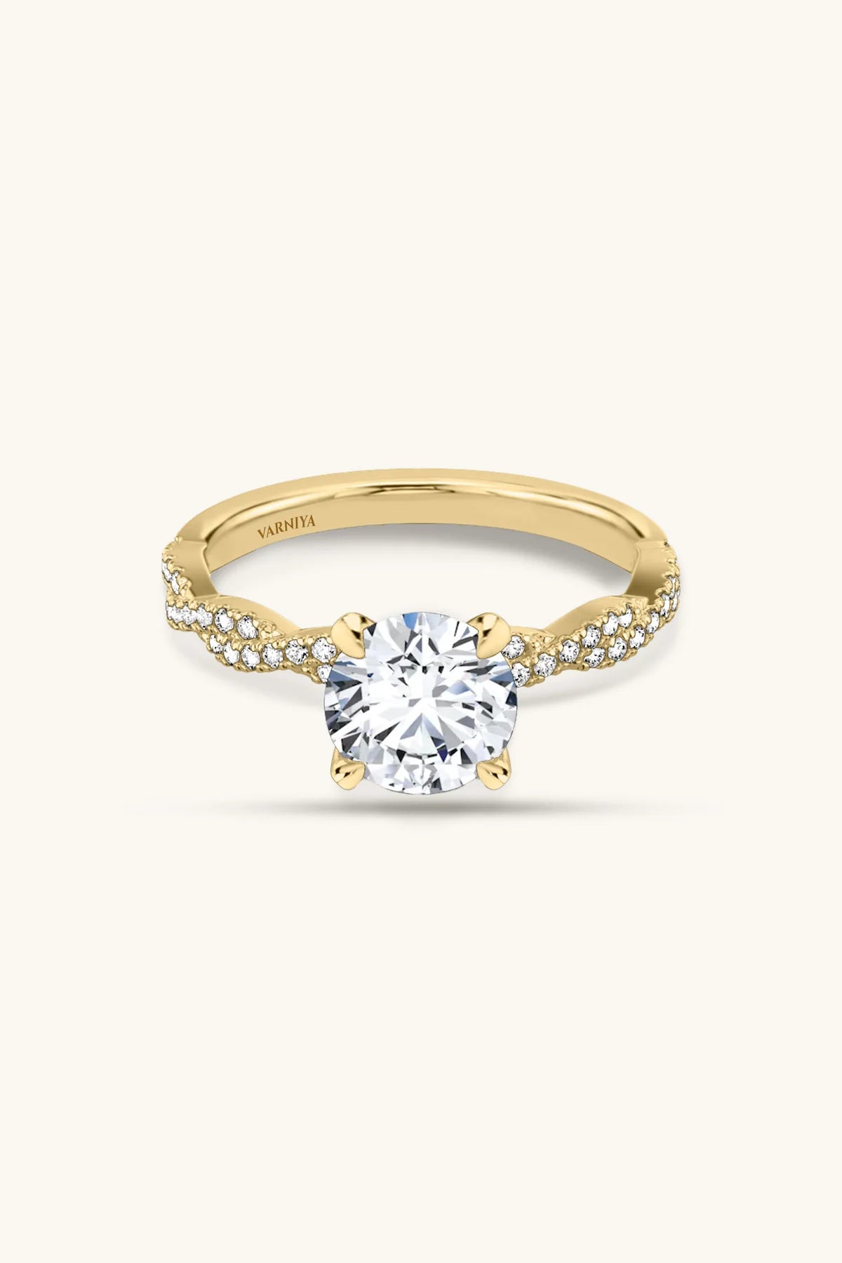 1.07Ct Helena Round Brilliant Solitaire Double Pavé Ring in Ring Size 9