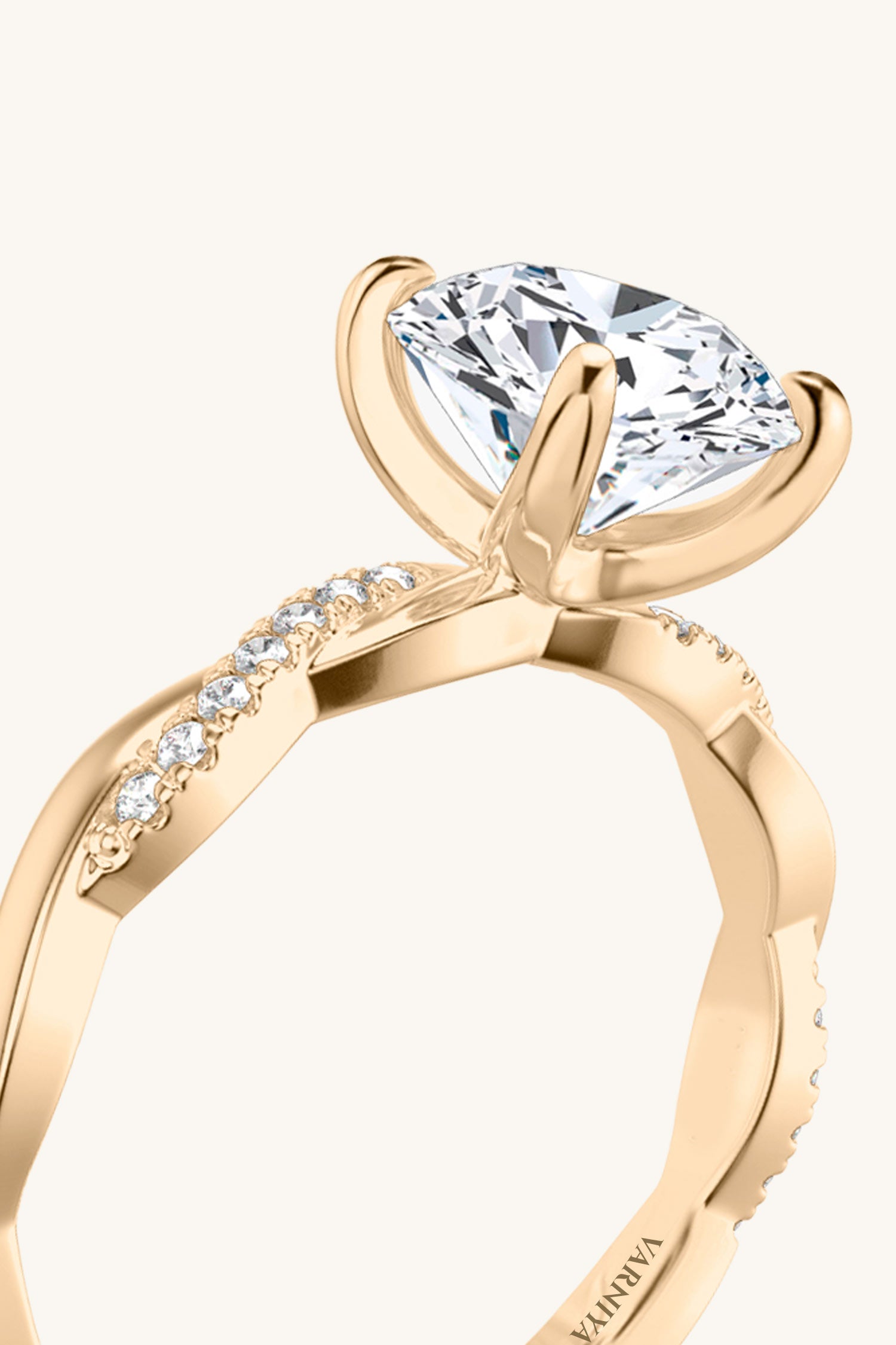 Helena Round Brilliant Solitaire Pavé Ring