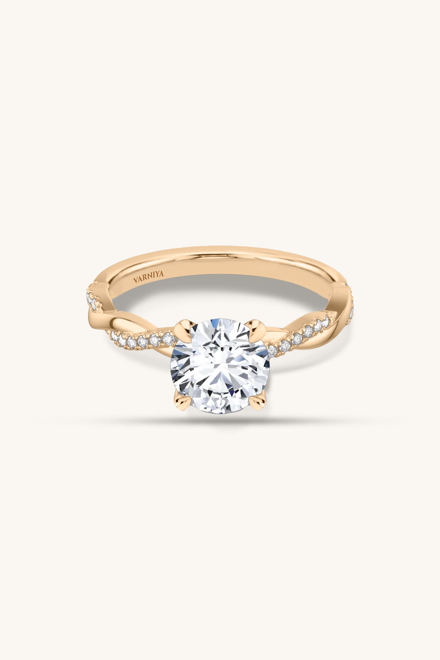 Helena Round Brilliant Solitaire Pavé Ring