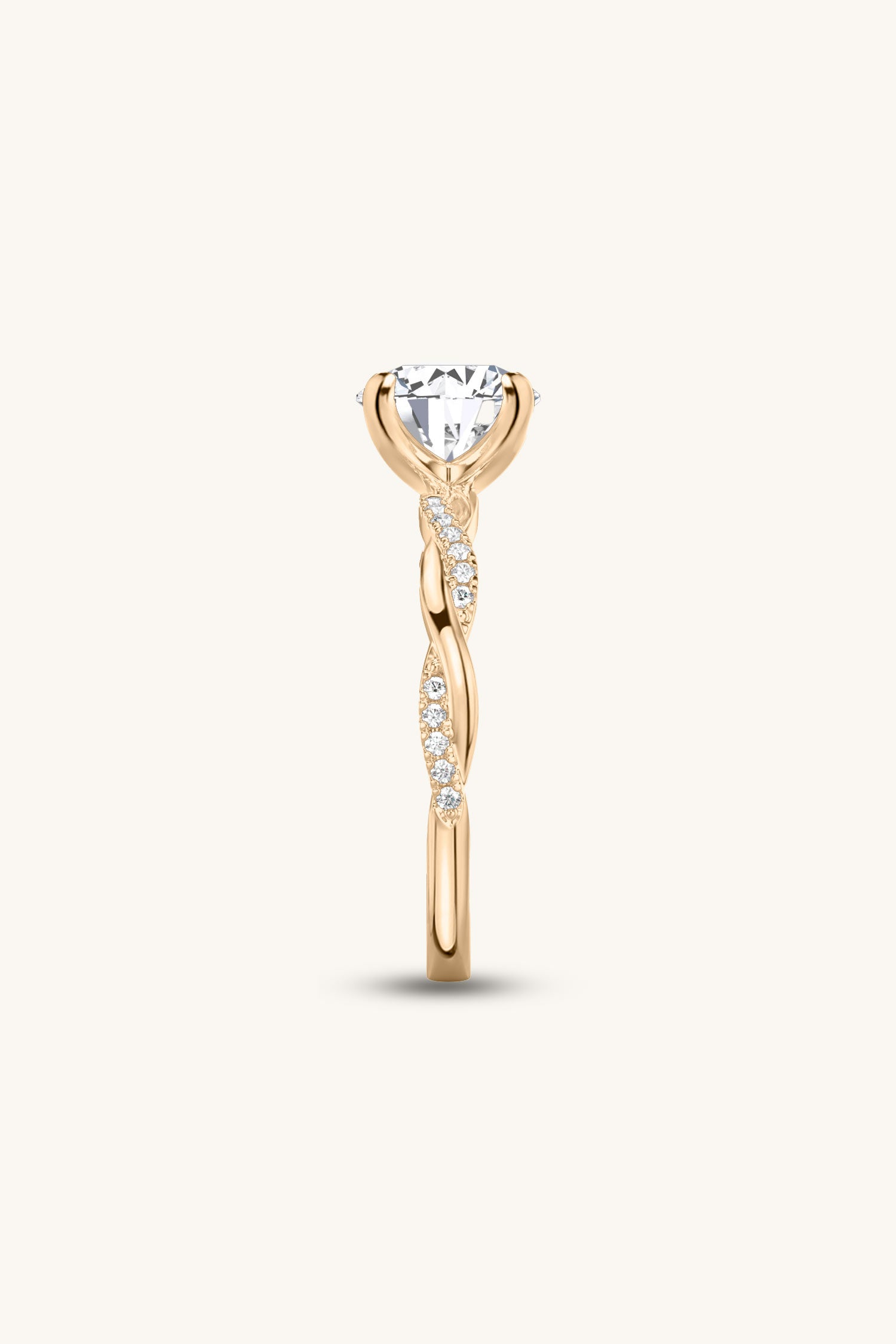 Helena Round Brilliant Solitaire Pavé Ring