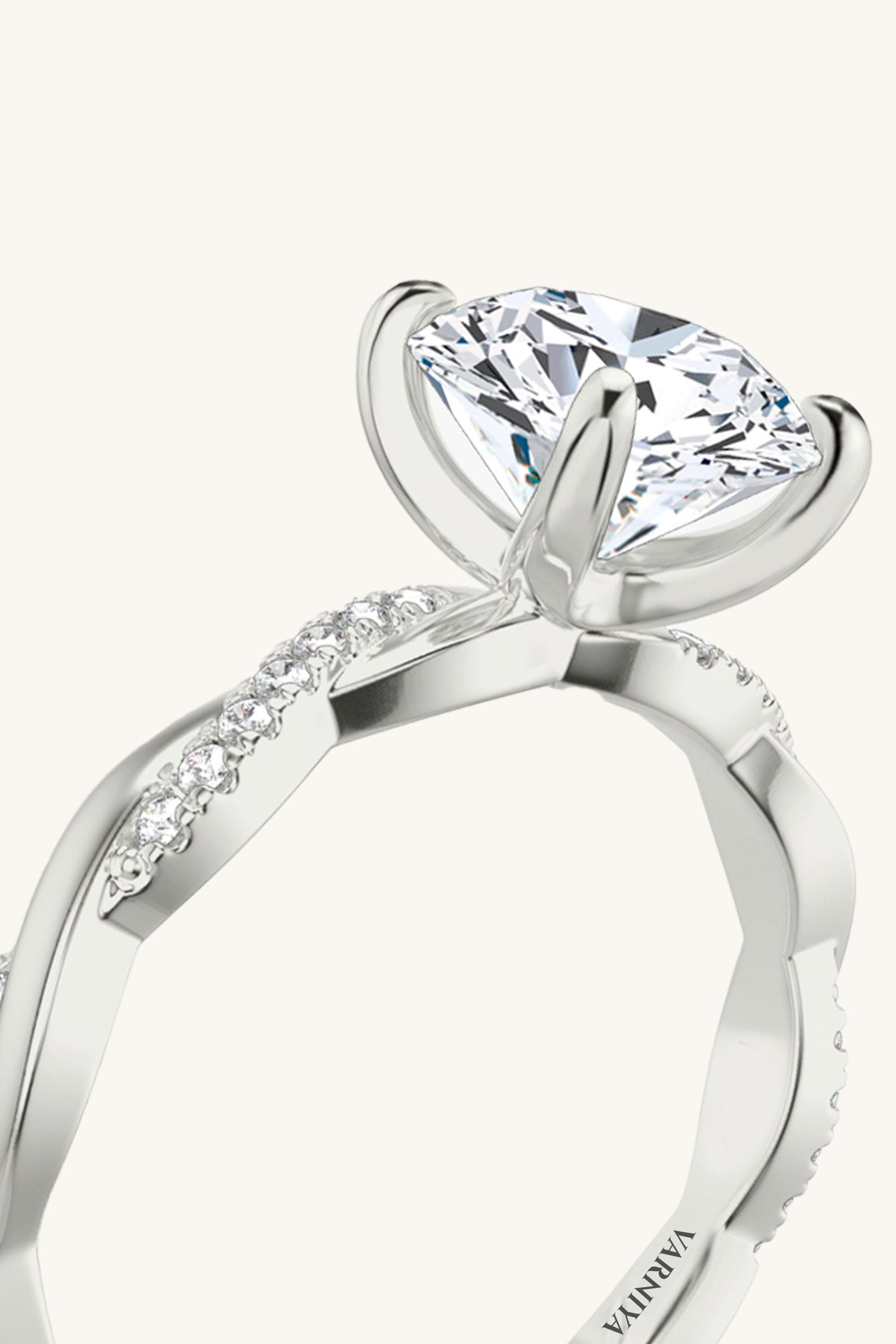 Helena Round Brilliant Solitaire Pavé Ring