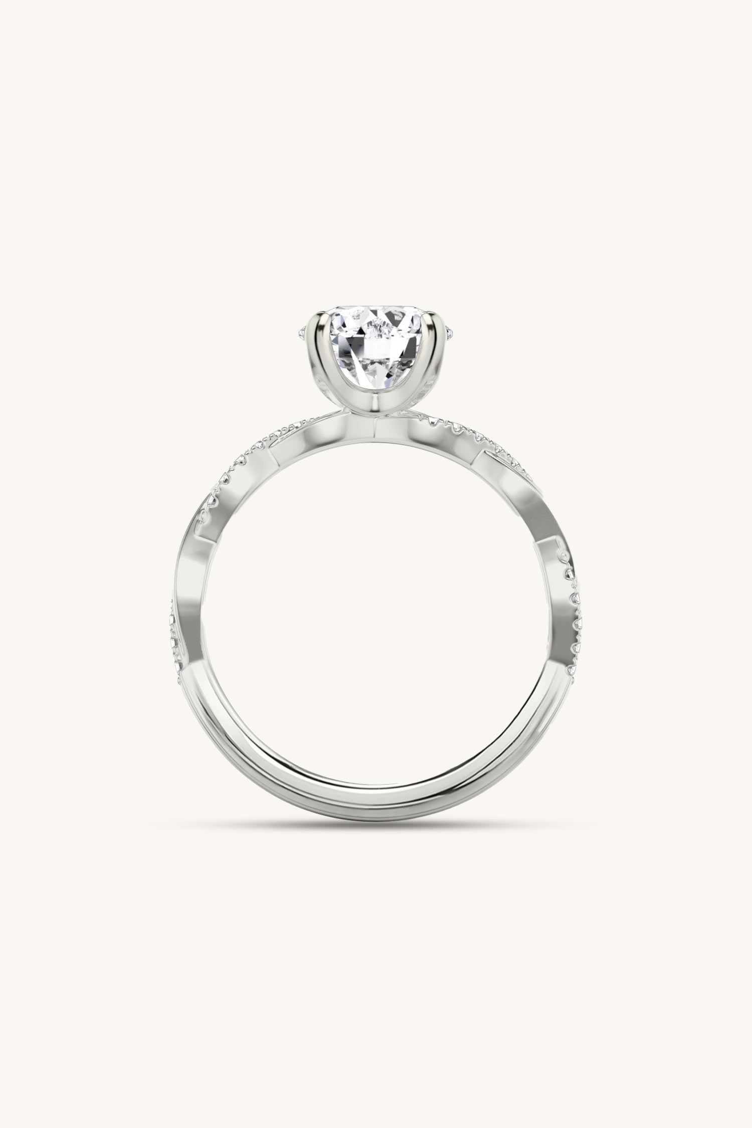 Helena Round Brilliant Solitaire Pavé Ring