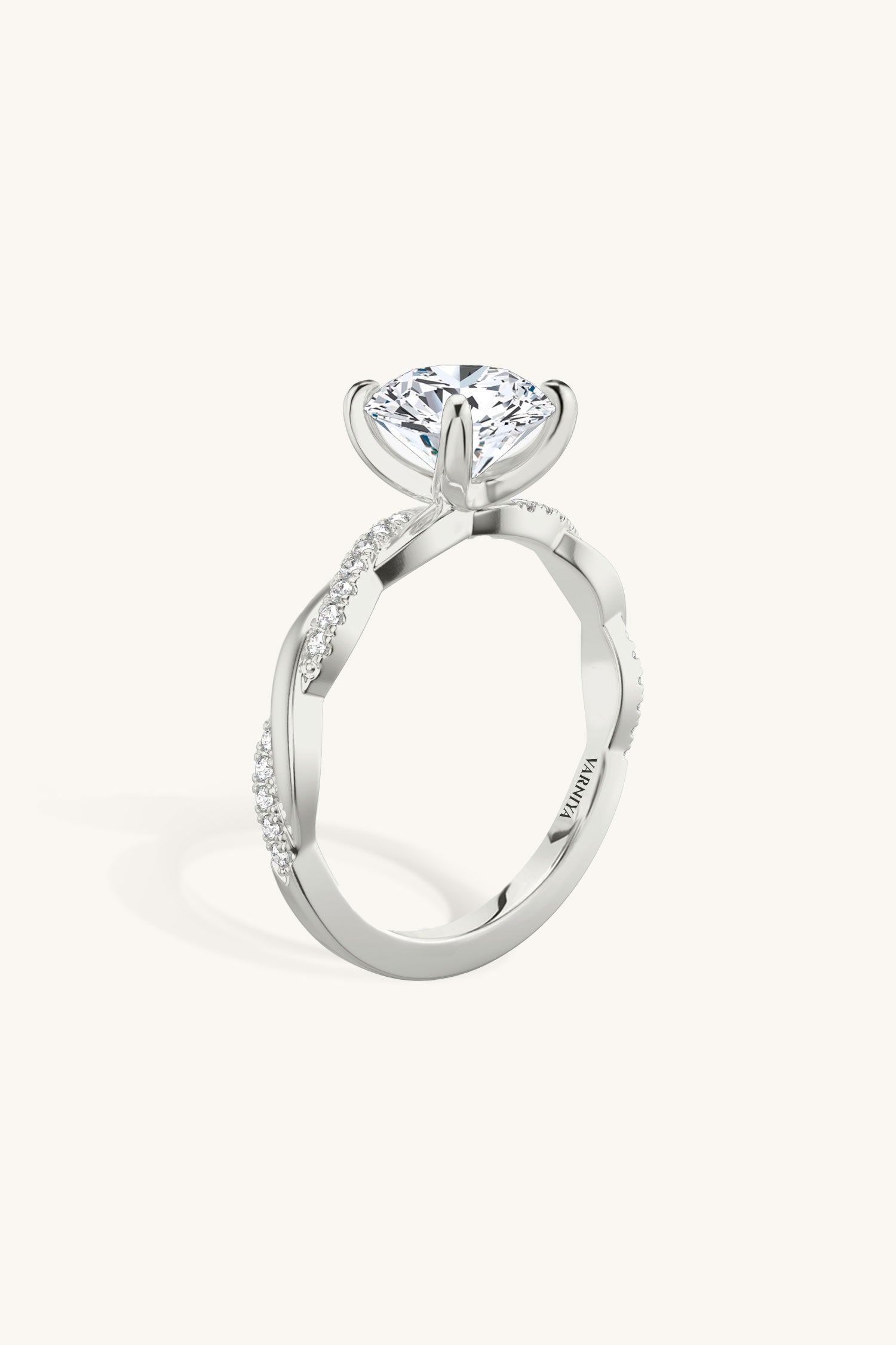 Helena Round Brilliant Solitaire Pavé Ring