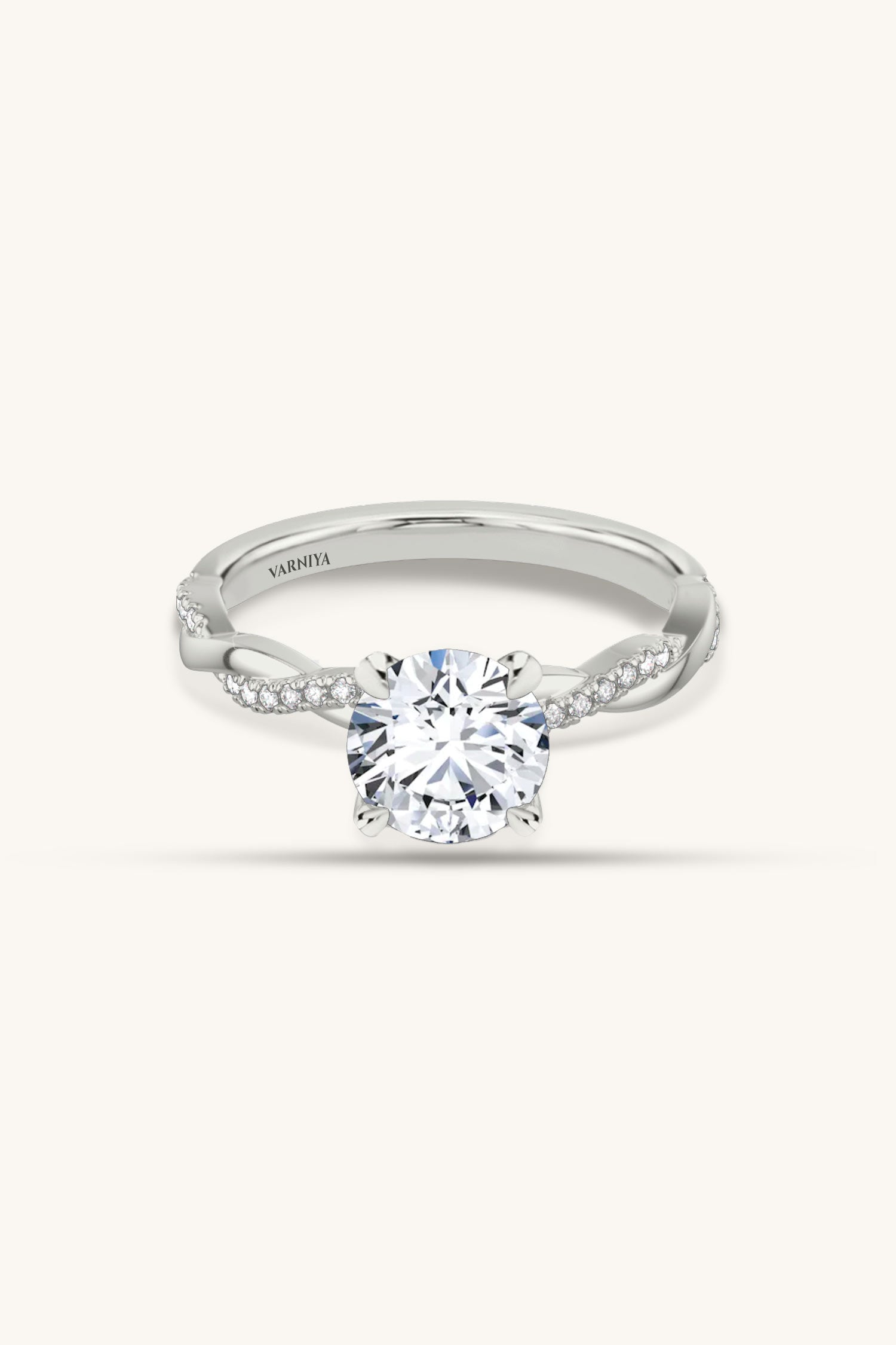 Helena Round Brilliant Solitaire Pavé Ring