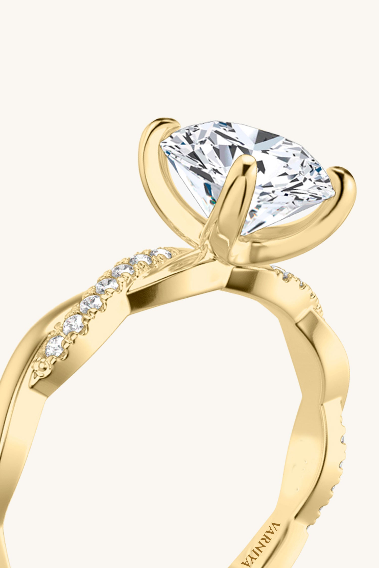 Helena Round Brilliant Solitaire Pavé Ring