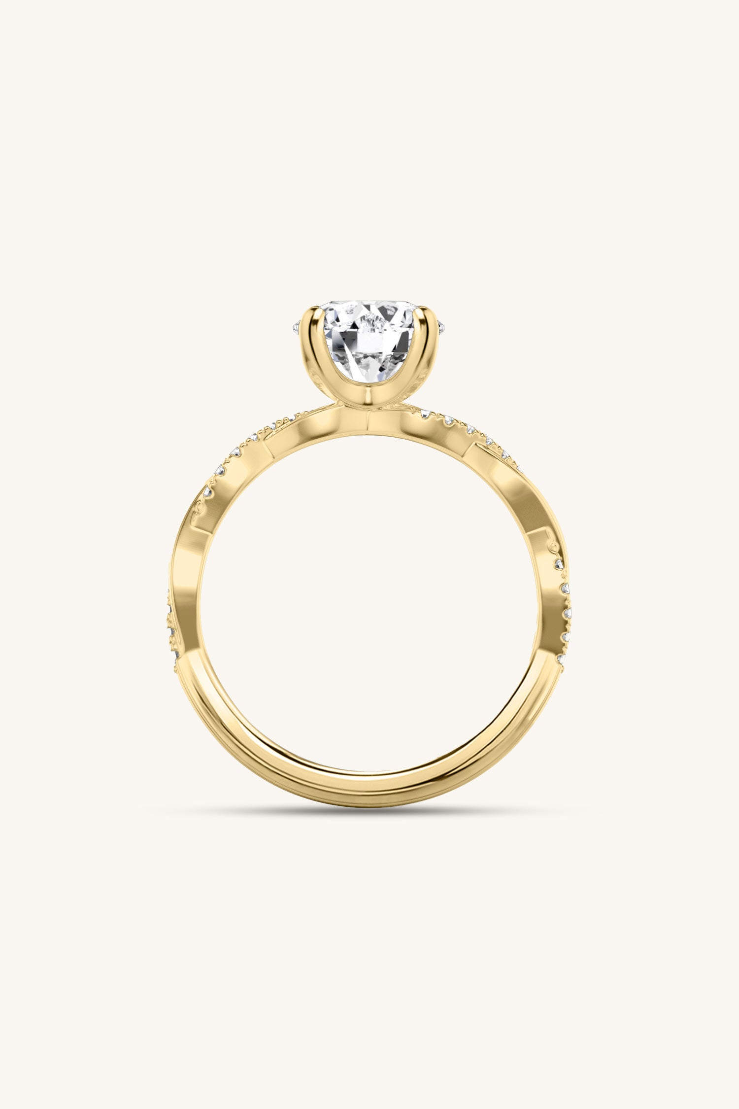 Helena Round Brilliant Solitaire Pavé Ring