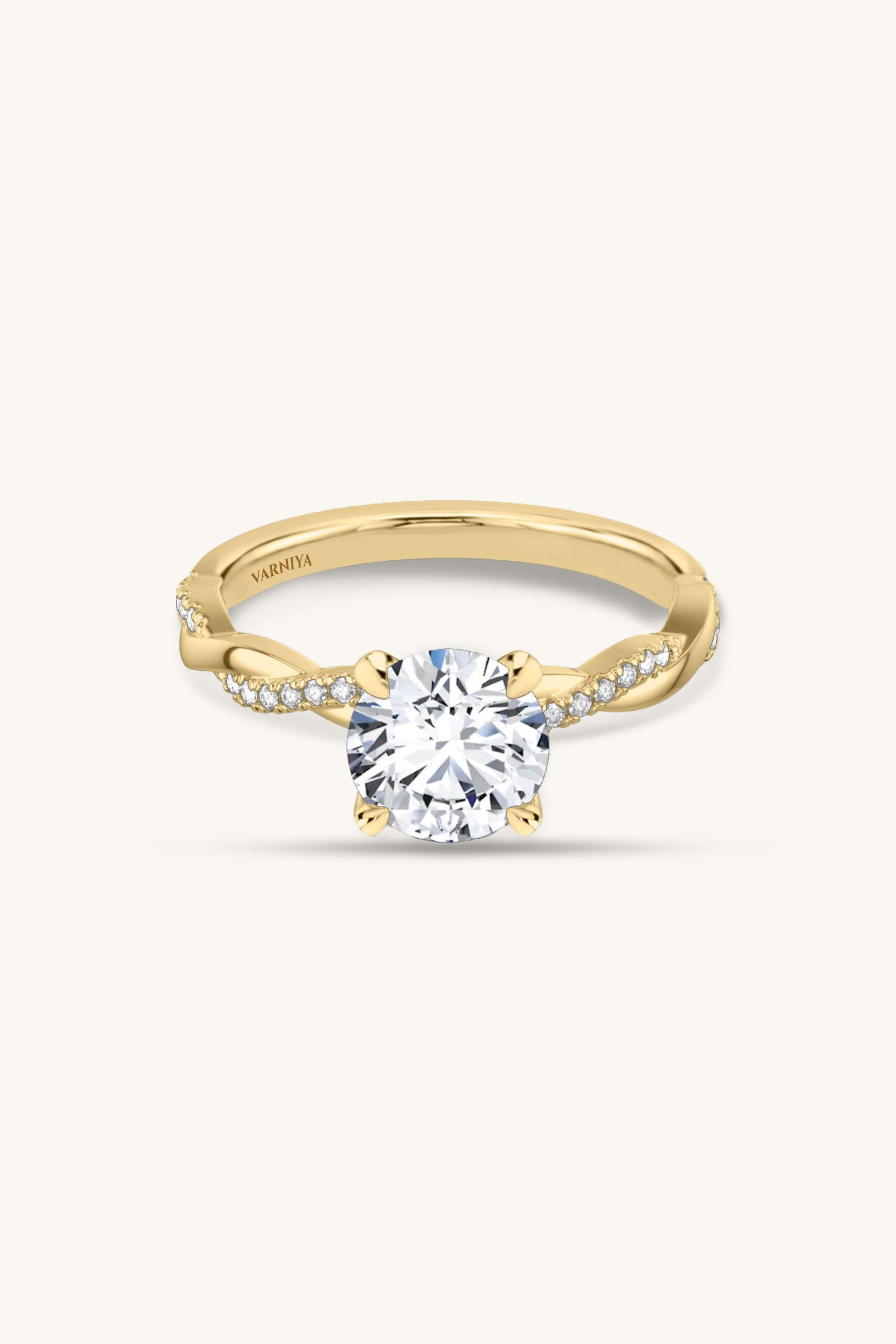 Helena Round Brilliant Solitaire Pavé Ring