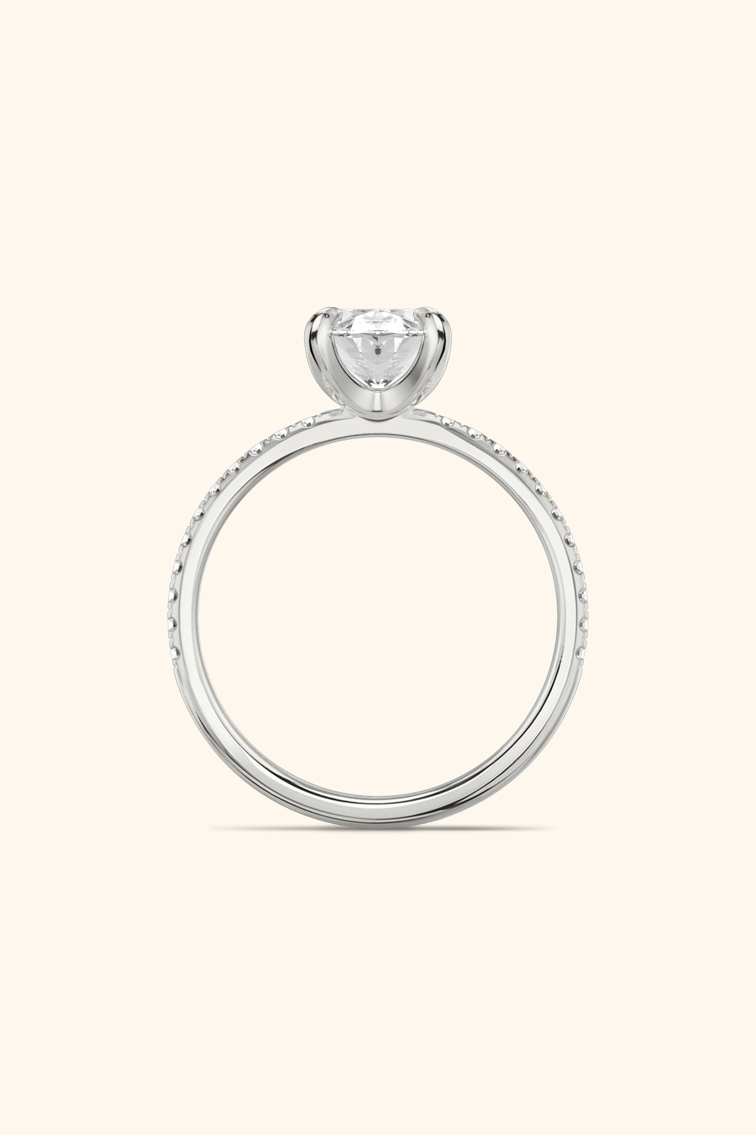 4 Prong Classic Grace Oval Solitaire Pavé Ring Value