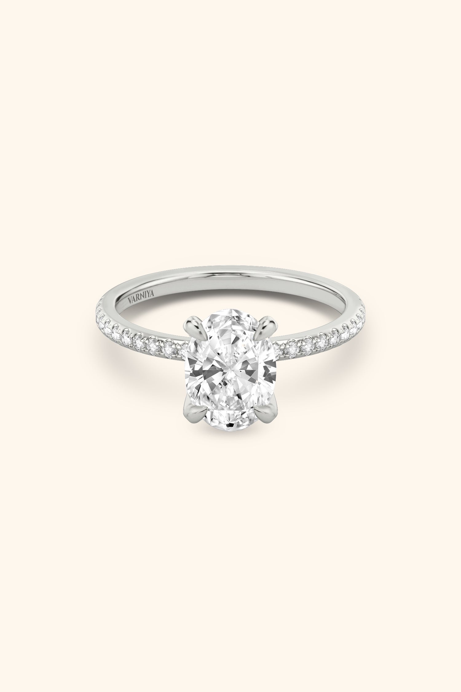 4 Prong Classic Grace Oval Solitaire Pavé Ring Value