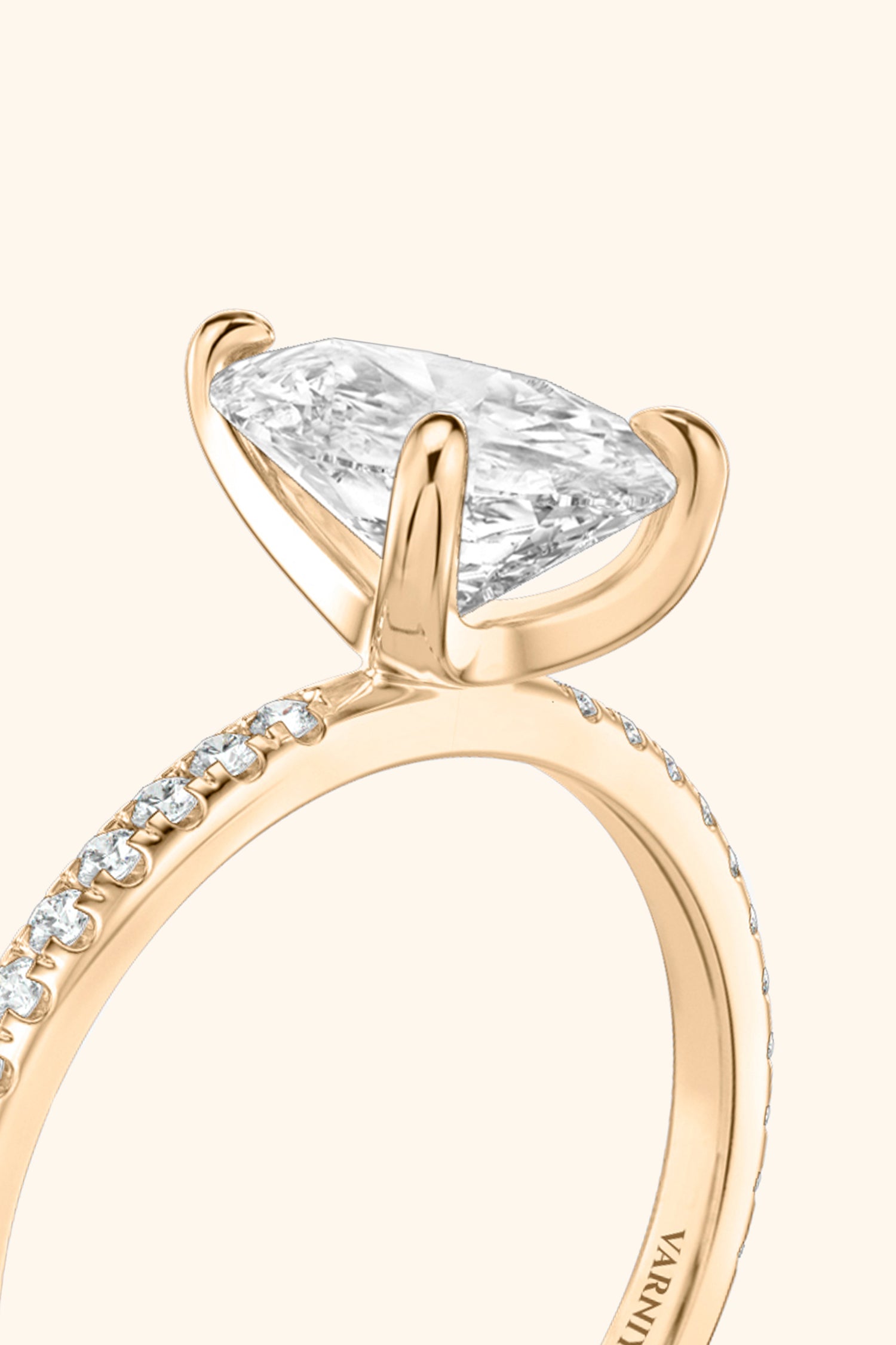 4 Prong Classic Grace Pear Solitaire Pavé Ring Value