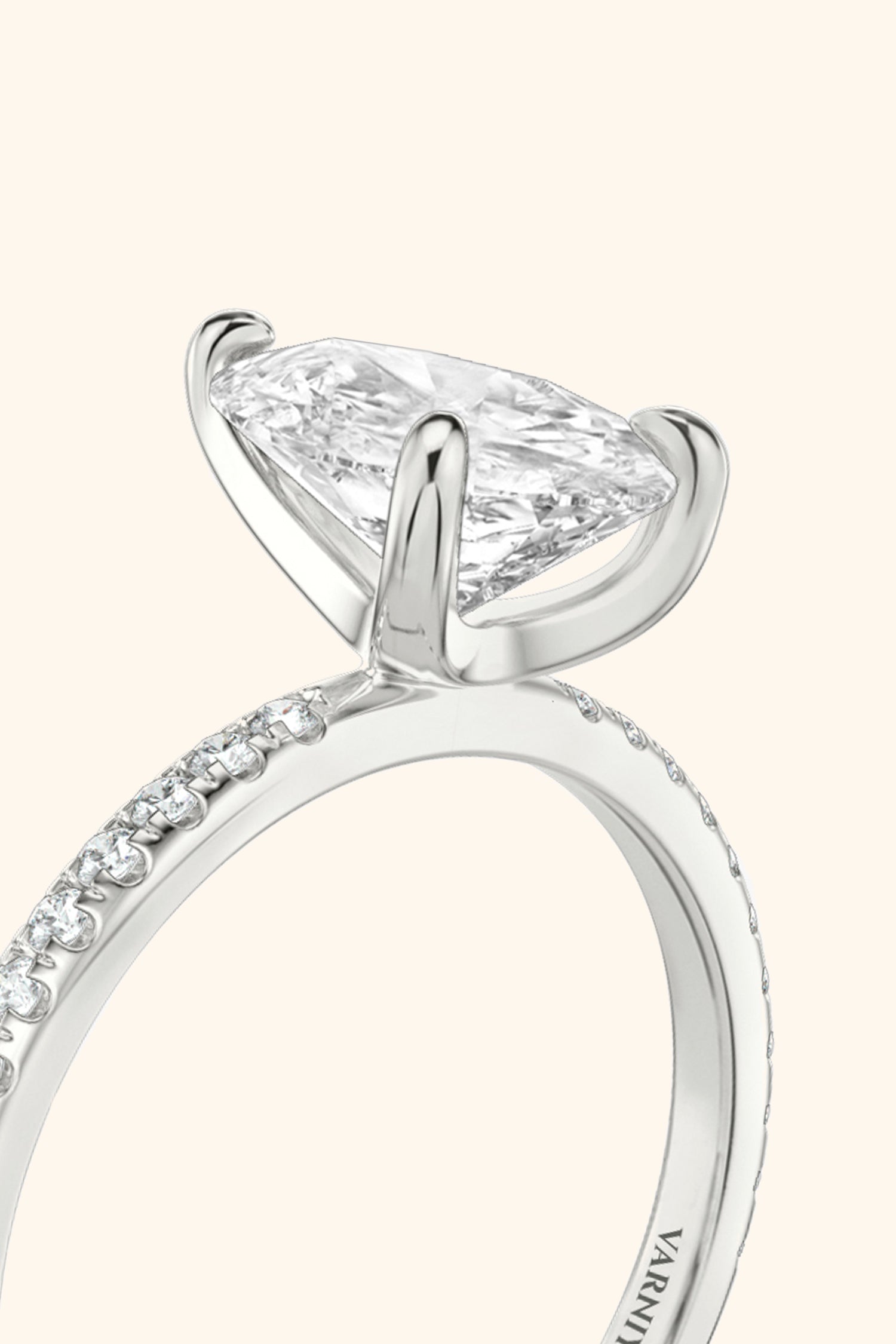 4 Prong Classic Grace Pear Solitaire Pavé Ring Value