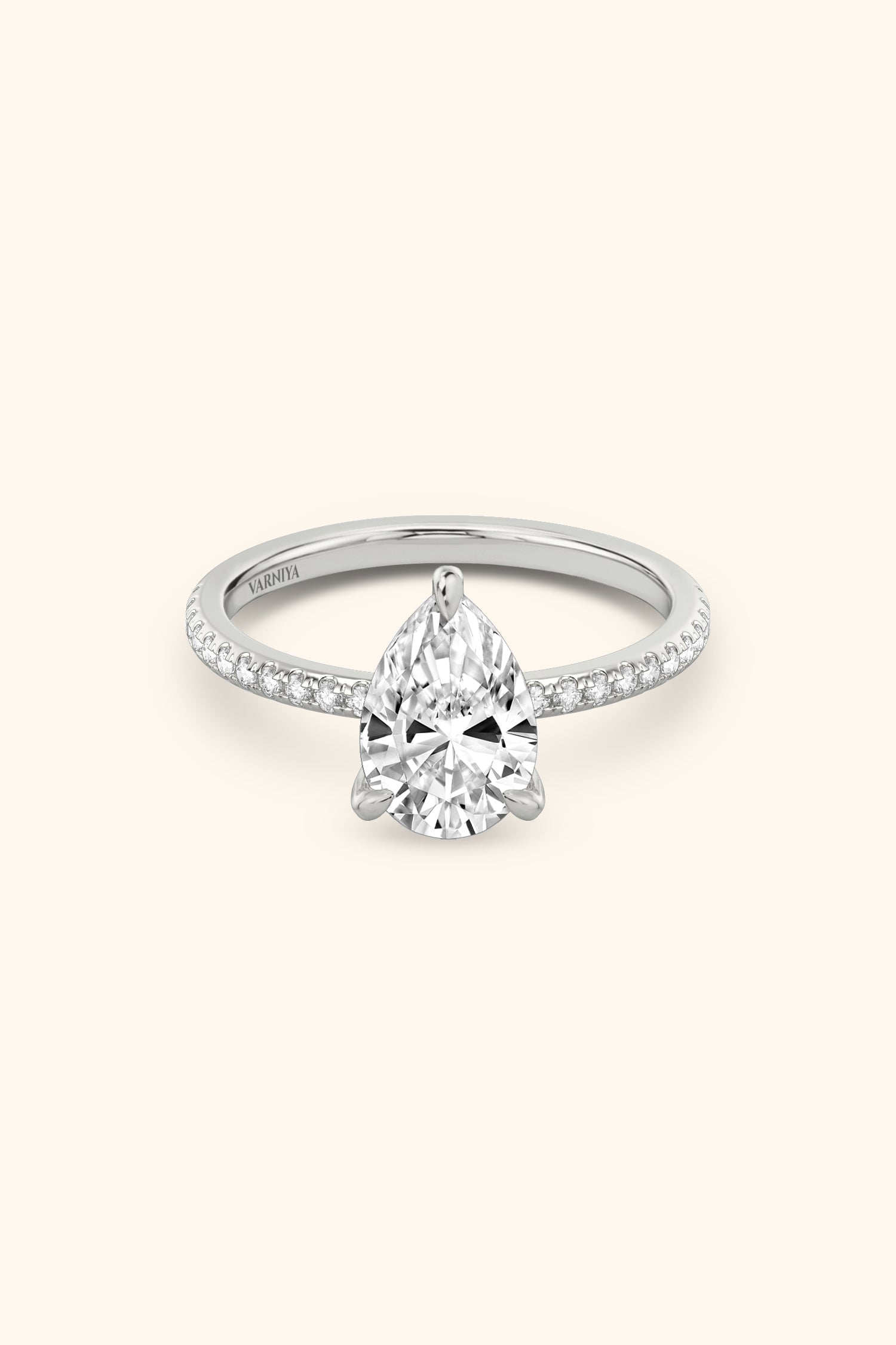 4 Prong Classic Grace Pear Solitaire Pavé Ring Value