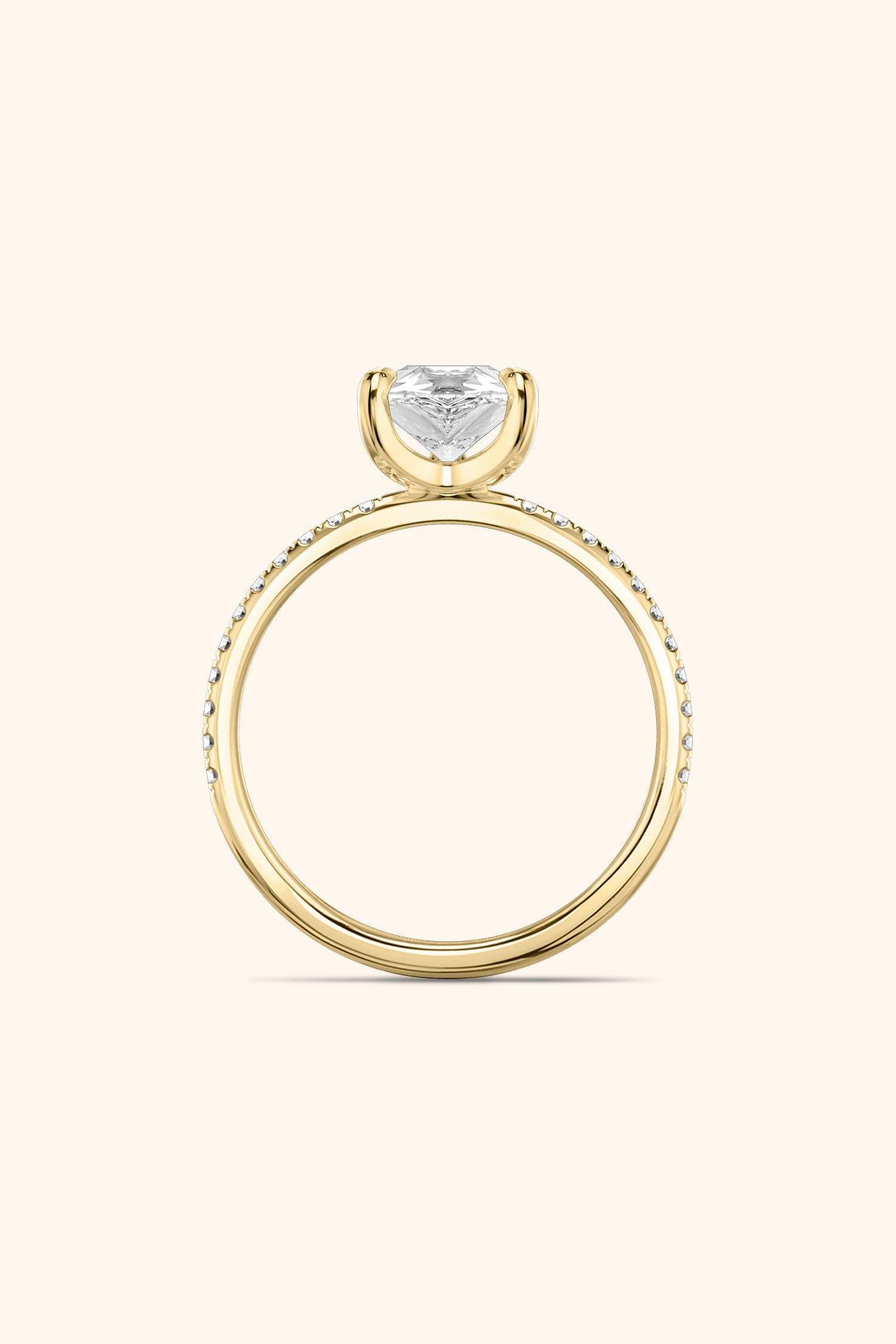 4 Prong Classic Grace Pear Solitaire Pavé Ring