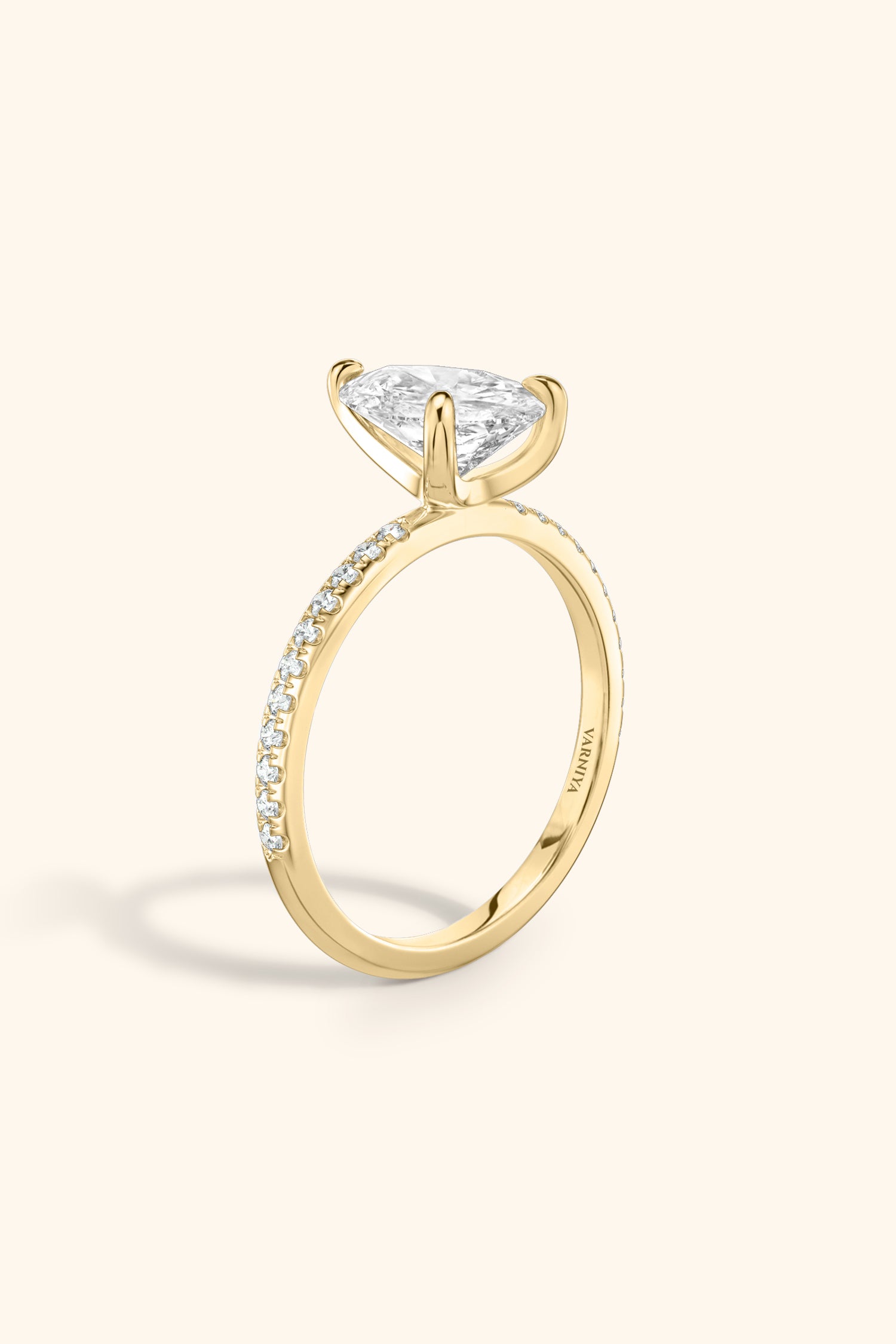 4 Prong Classic Grace Pear Solitaire Pavé Ring Value