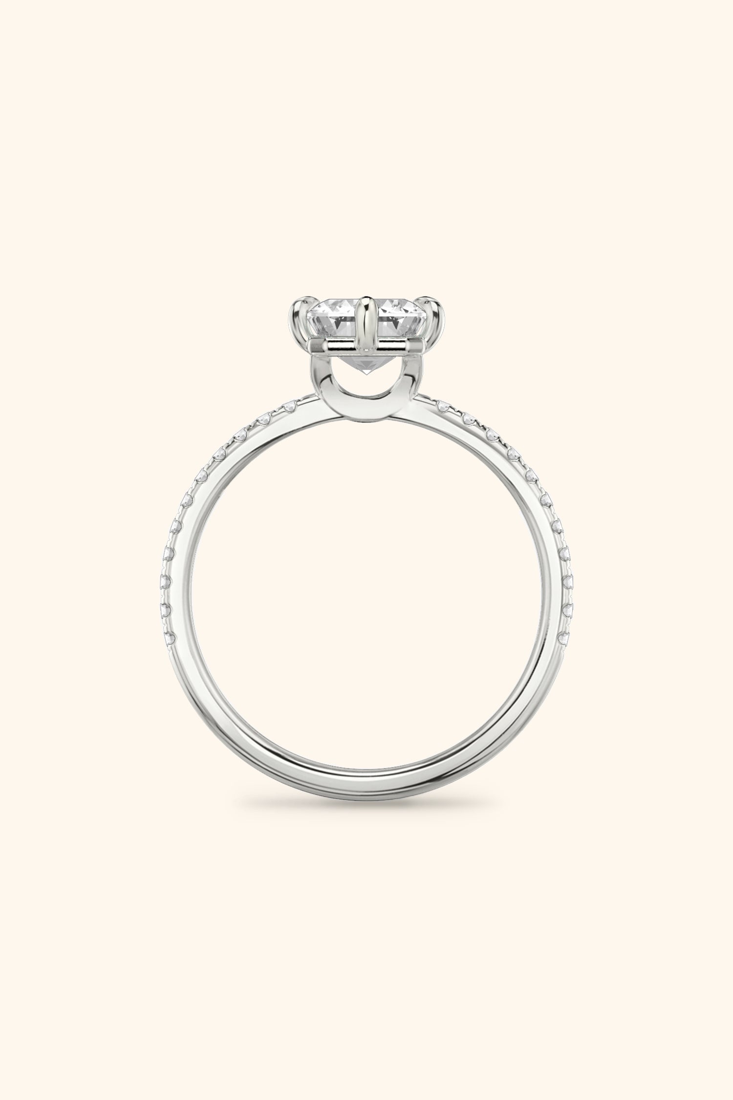 6 Prong Classic Grace with Emerald Solitaire Pavé Ring