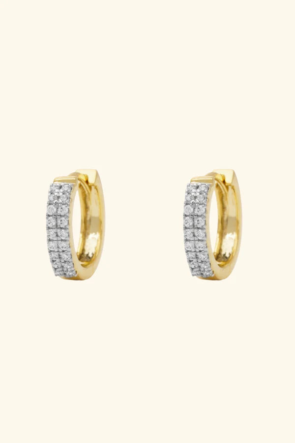 0.24Ct Double Row Diamond Huggie Hoops