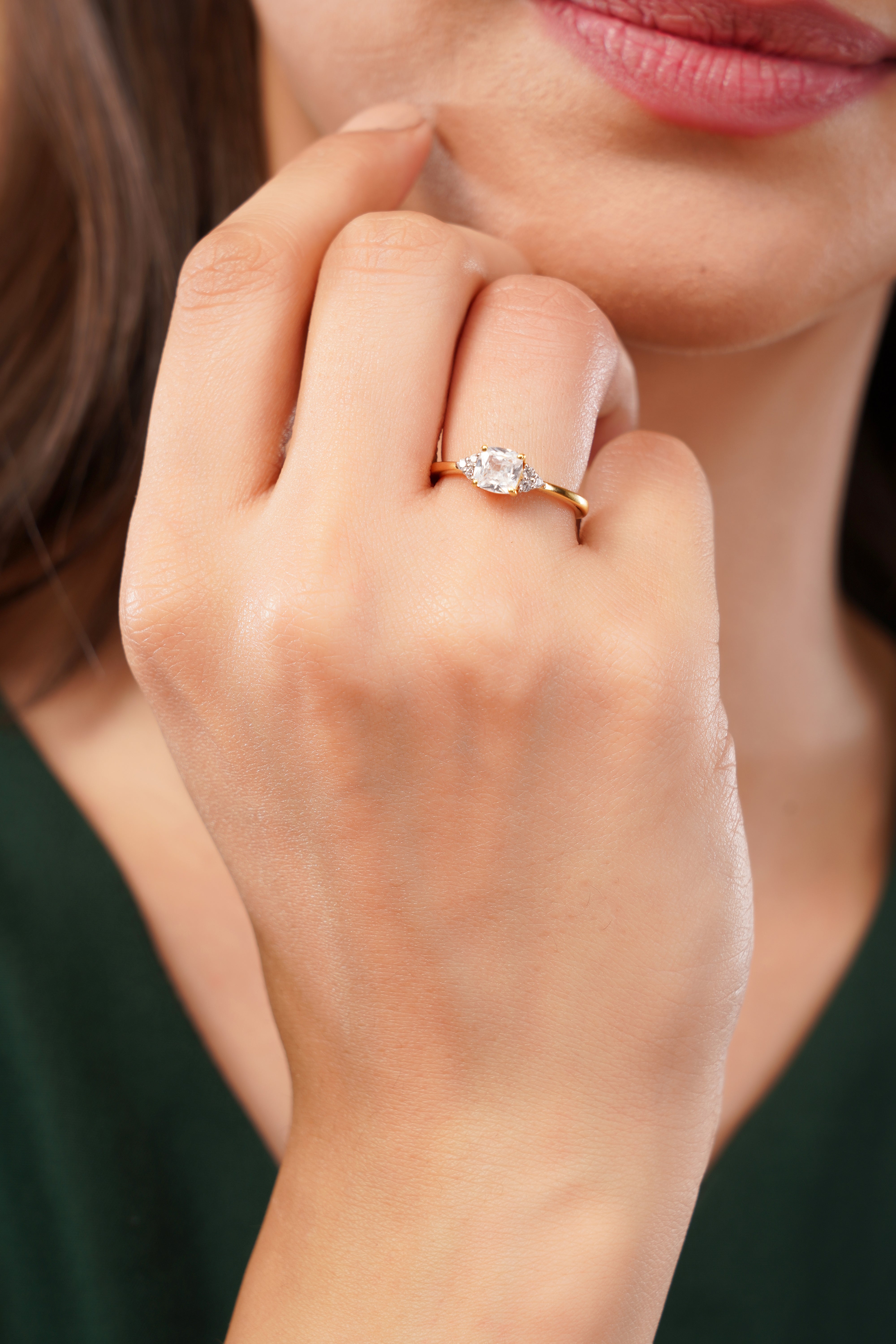 Celestial Cluster Cushion Engagement Ring