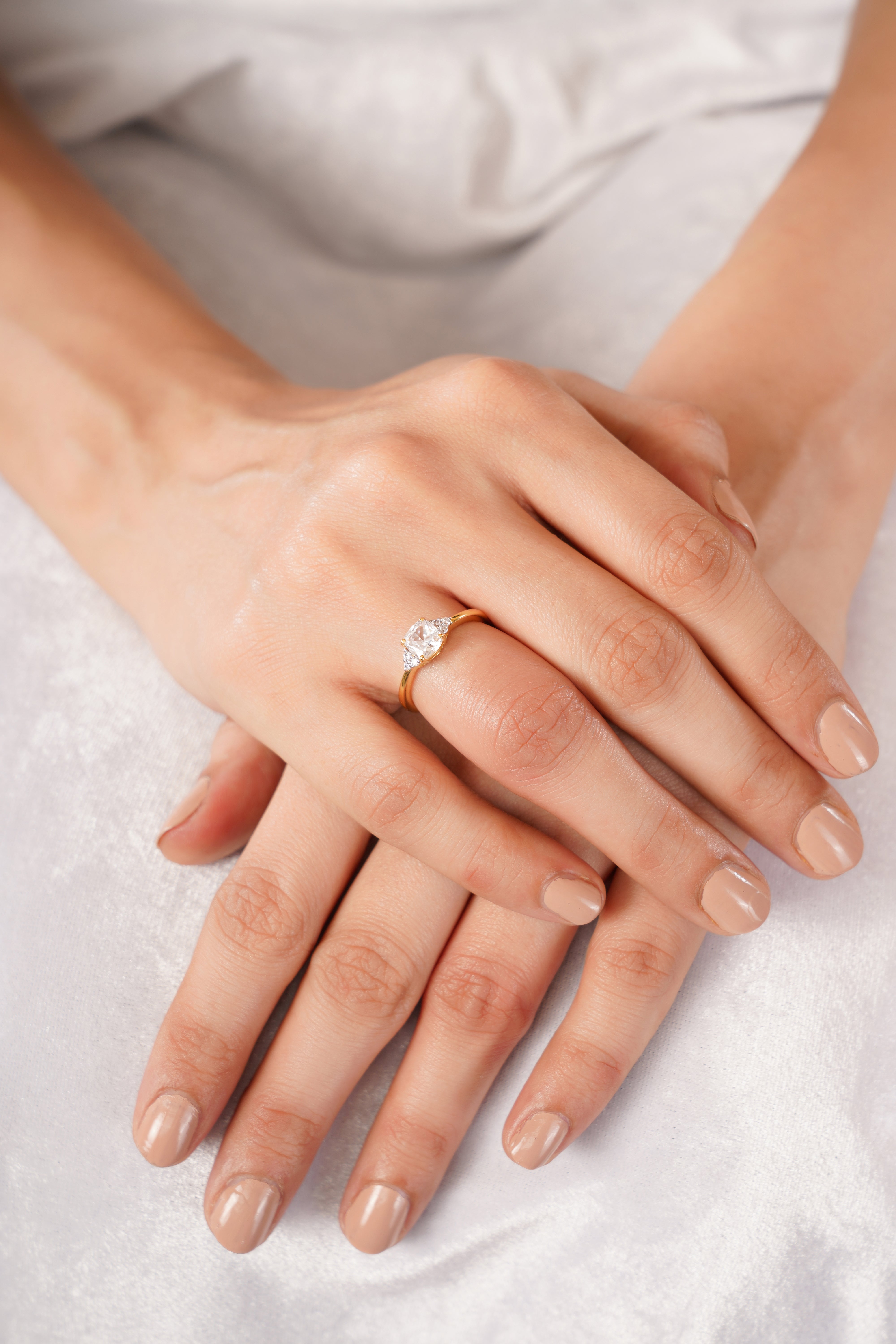 Celestial Cluster Cushion Engagement Ring