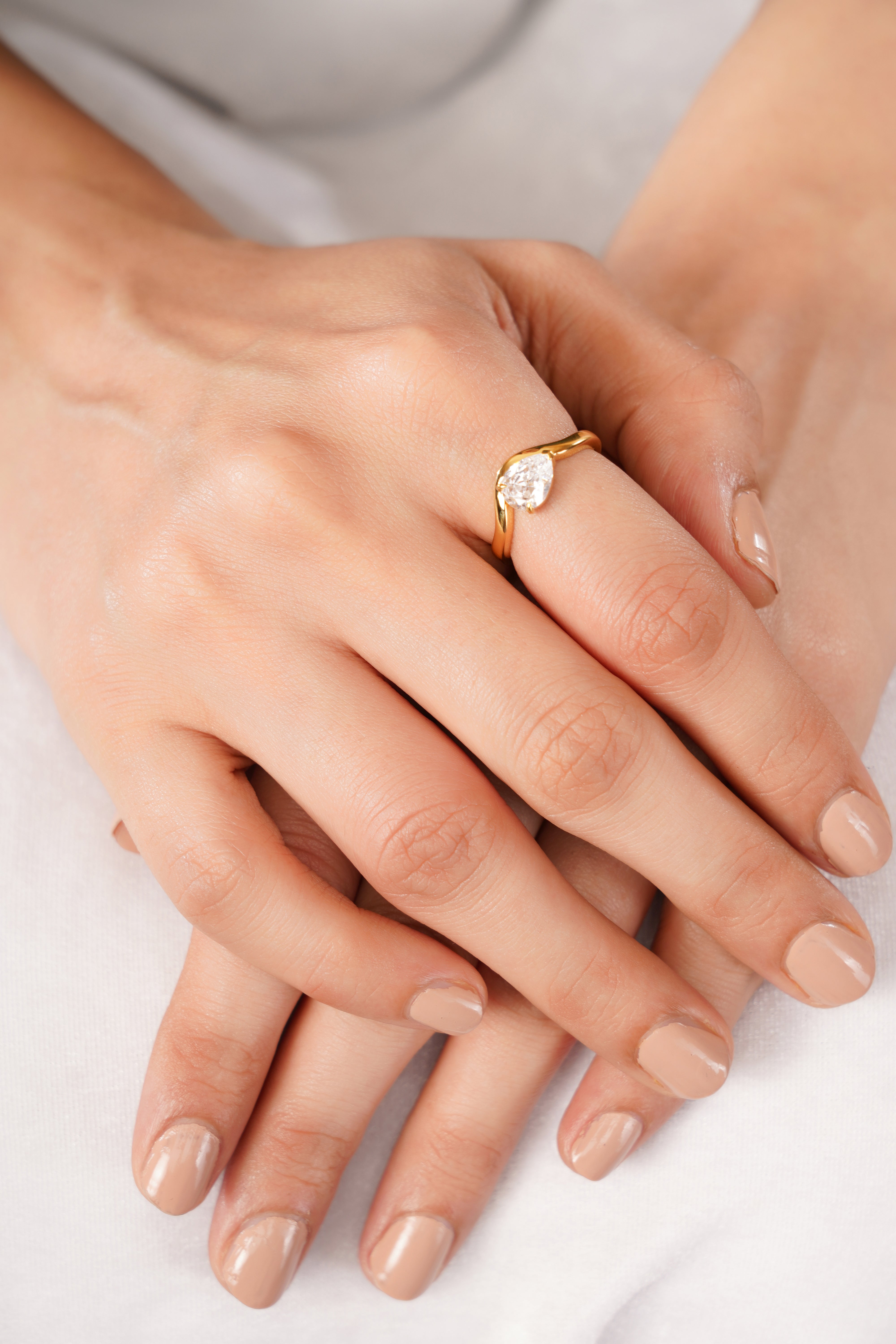 Sirena Pear Wave Engagement Ring