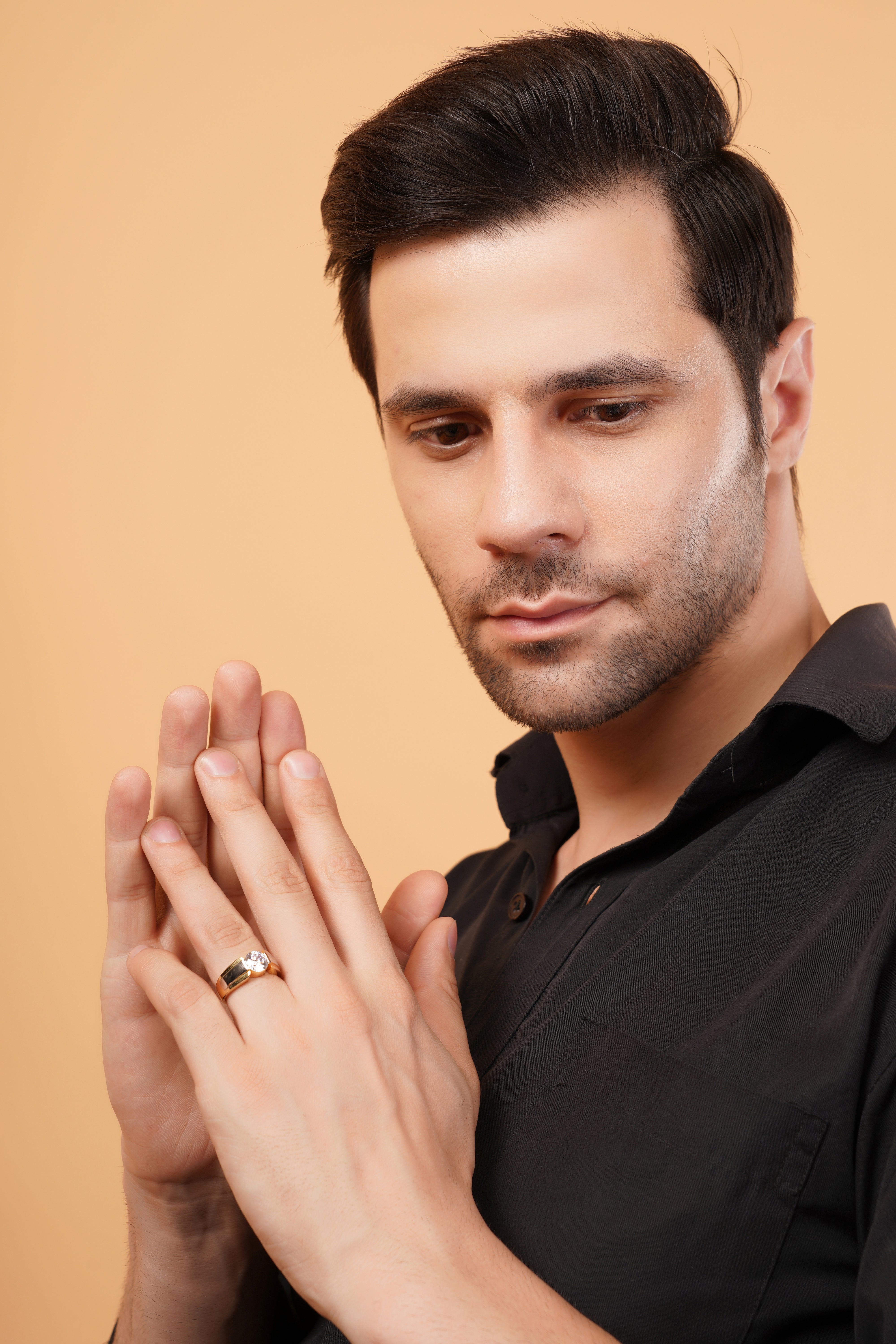 Echelon Men's Dual-tone Band with a Round Solitaire