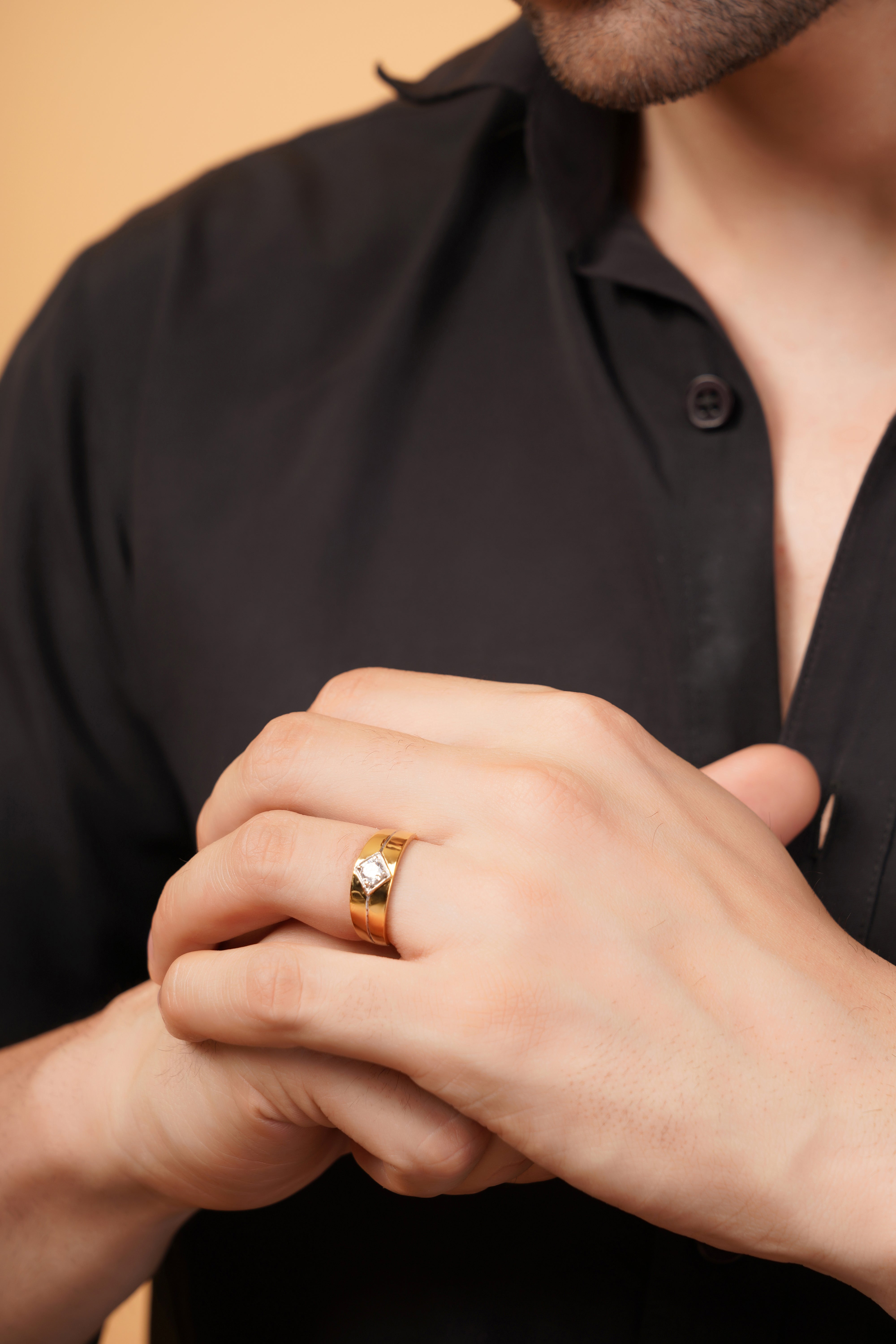 Icon Ring with a Round Brilliant Solitaire