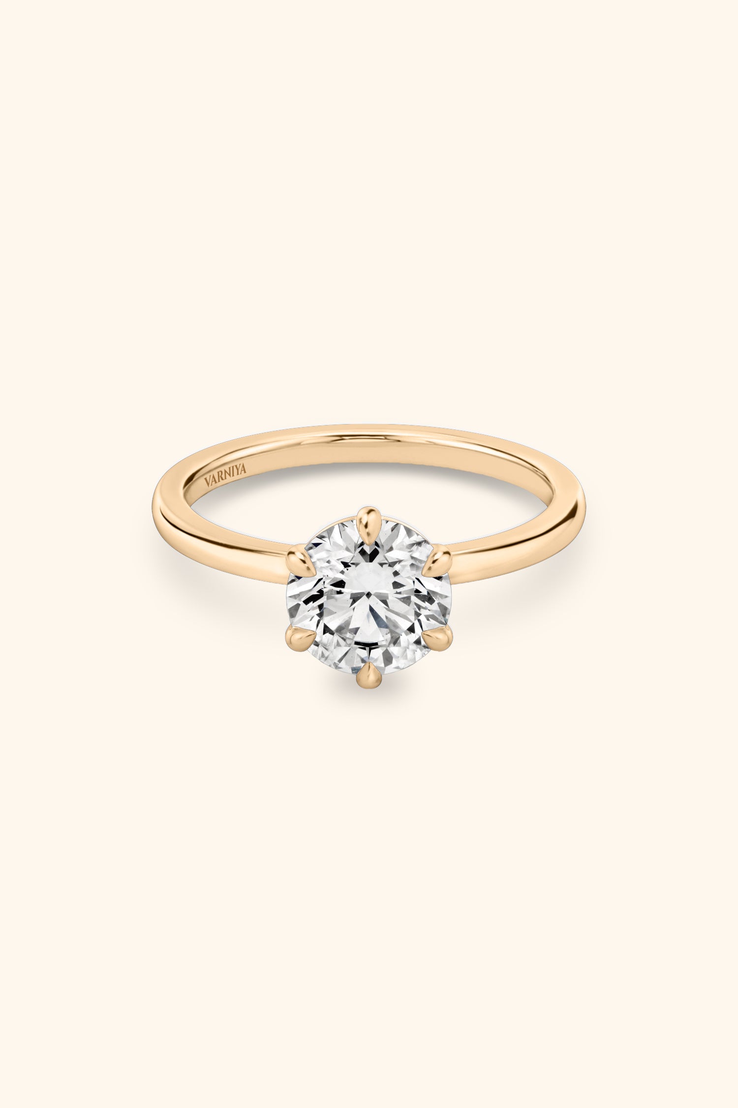 6 Prong Classic Grace Ring Set with a Round Diamond