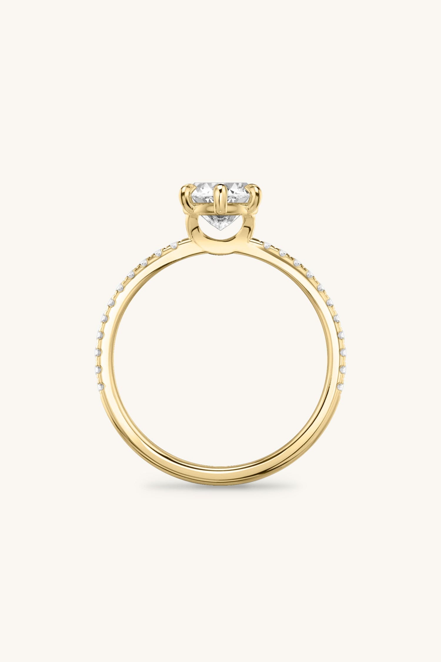 6 Prong Classic Grace Pavé Ring with Marquise Solitaire