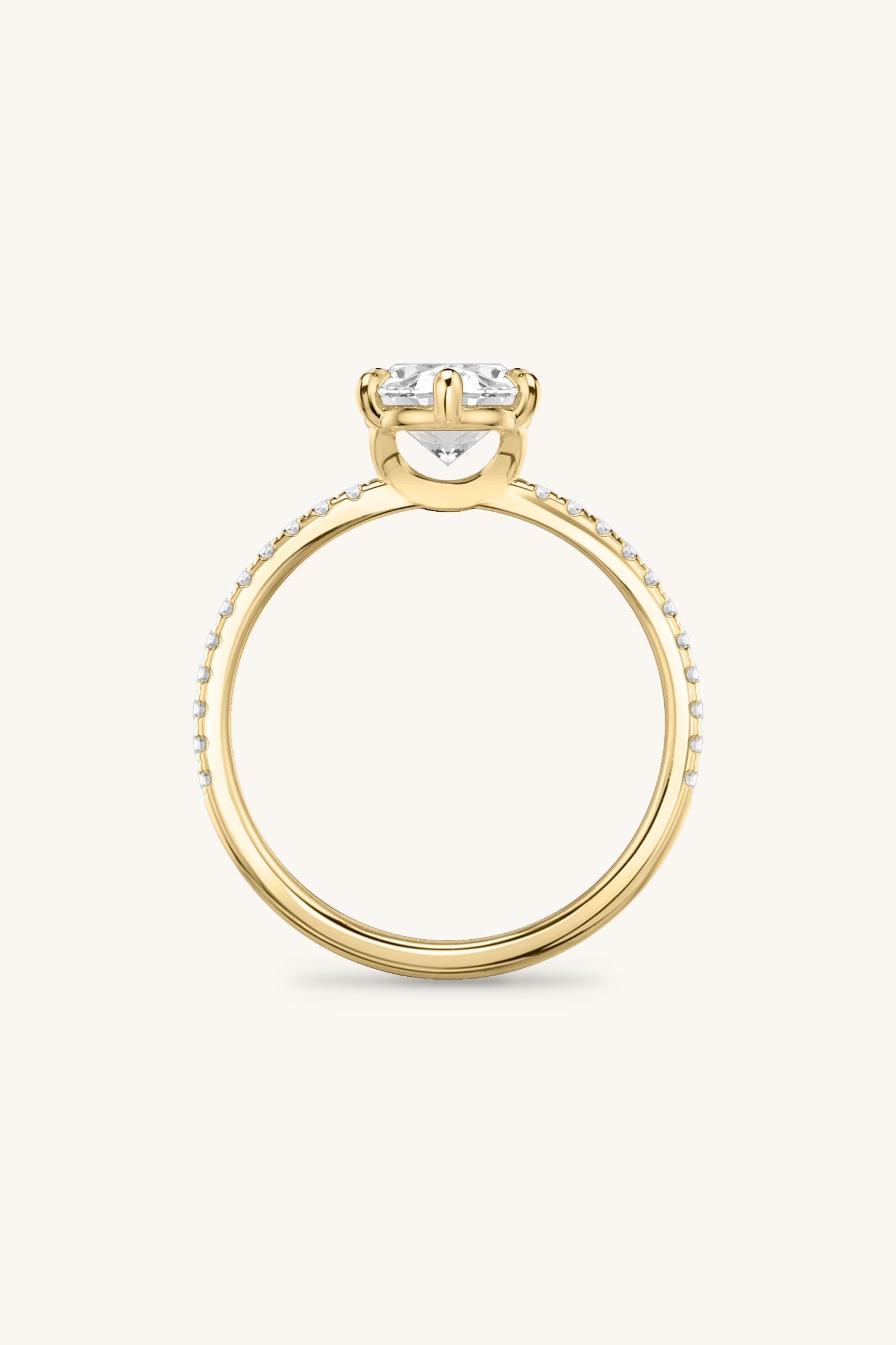 6 Prong Classic Grace Pavé Ring with an Oval Solitaire