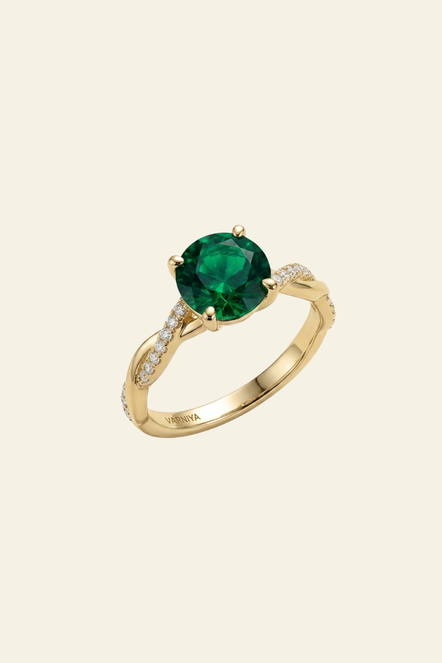 Helena Emerald Twisted Pavé Ring
